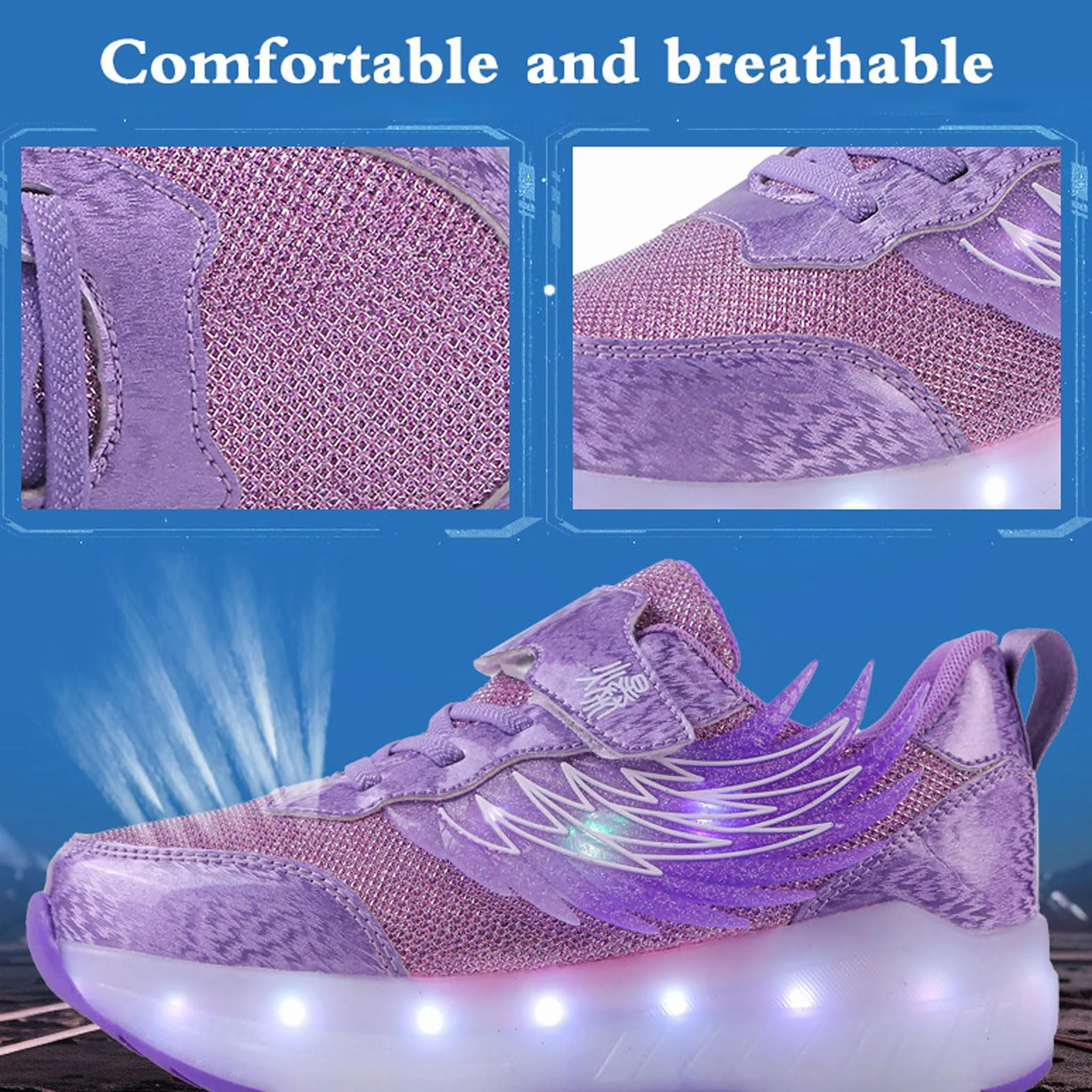 Zapatillas Deportivas con Ruedas y LED Luces para Niña Recargables