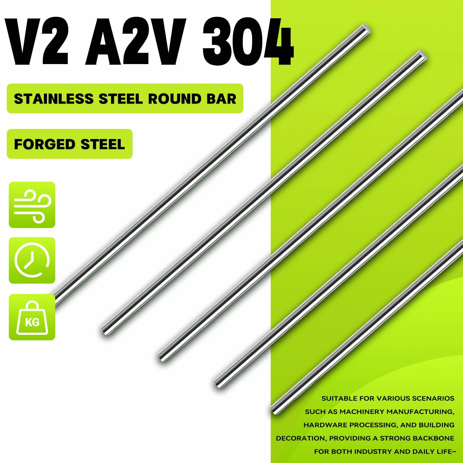 Varillas de Acero Inoxidable 5 mm x 300 mm, Barra Metálica Redonda para Manualidades DIY