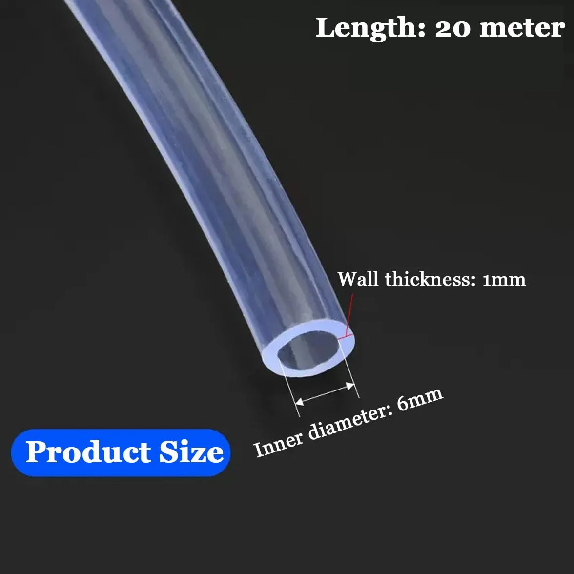 Tubo De Vinilo Transparente 6 Mm X 8 Mm, Manguera De Agua Flexible 20 Metros