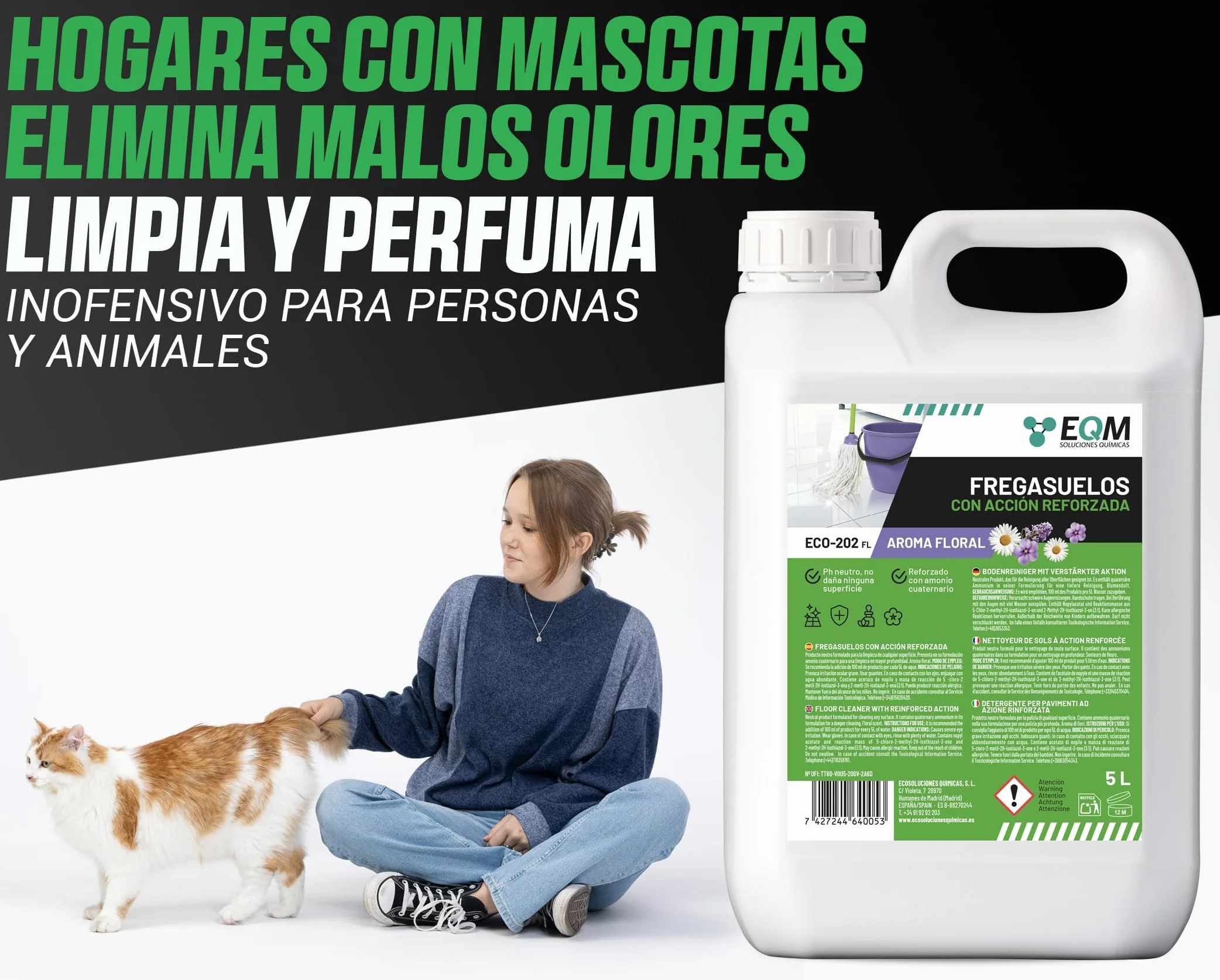 EQM ECO-202 Fregasuelos 5L Desengrasante Desodorizante