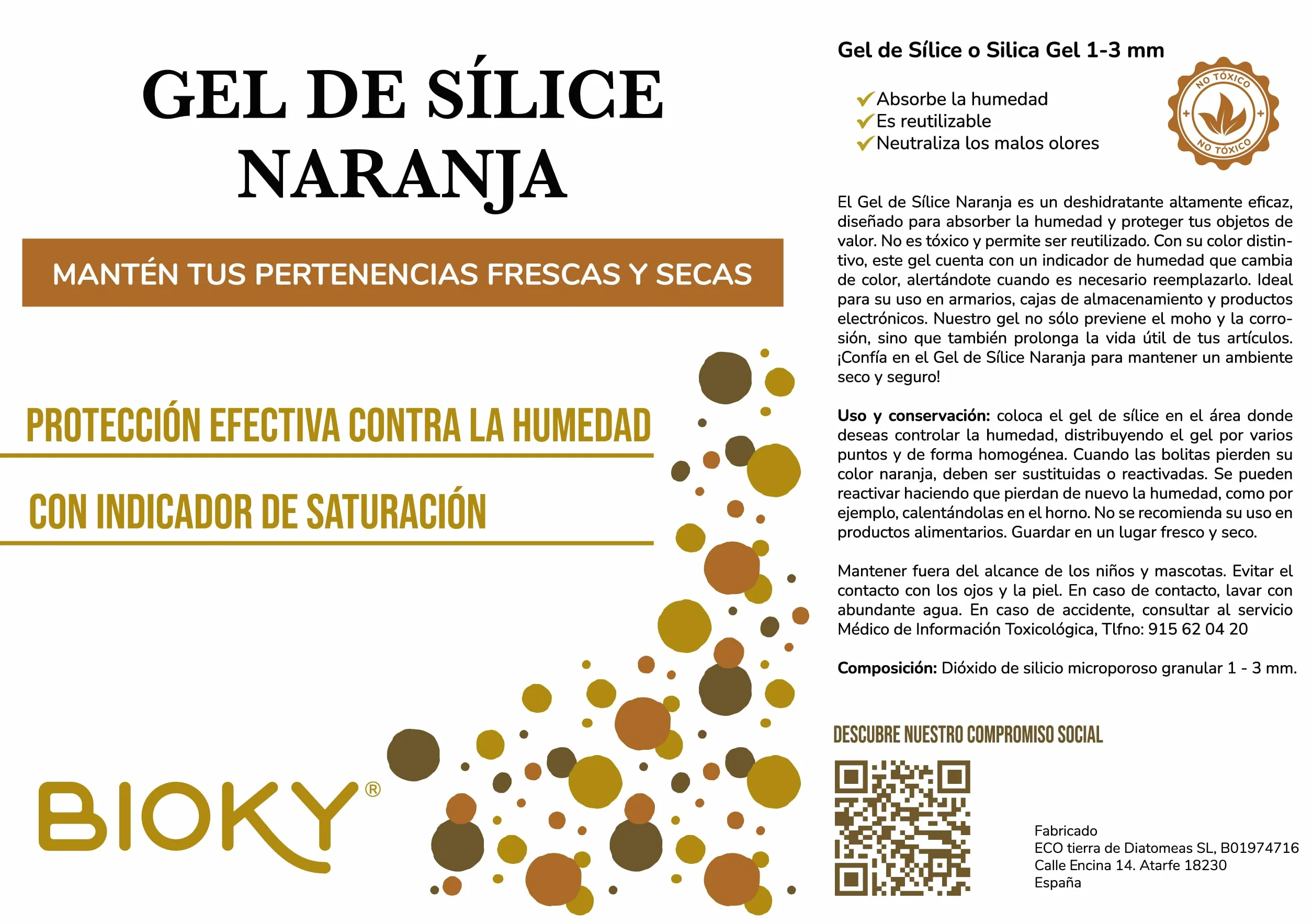 Gel de Sílice Naranja Indicador Humedad 5KG Antihumedad Natural