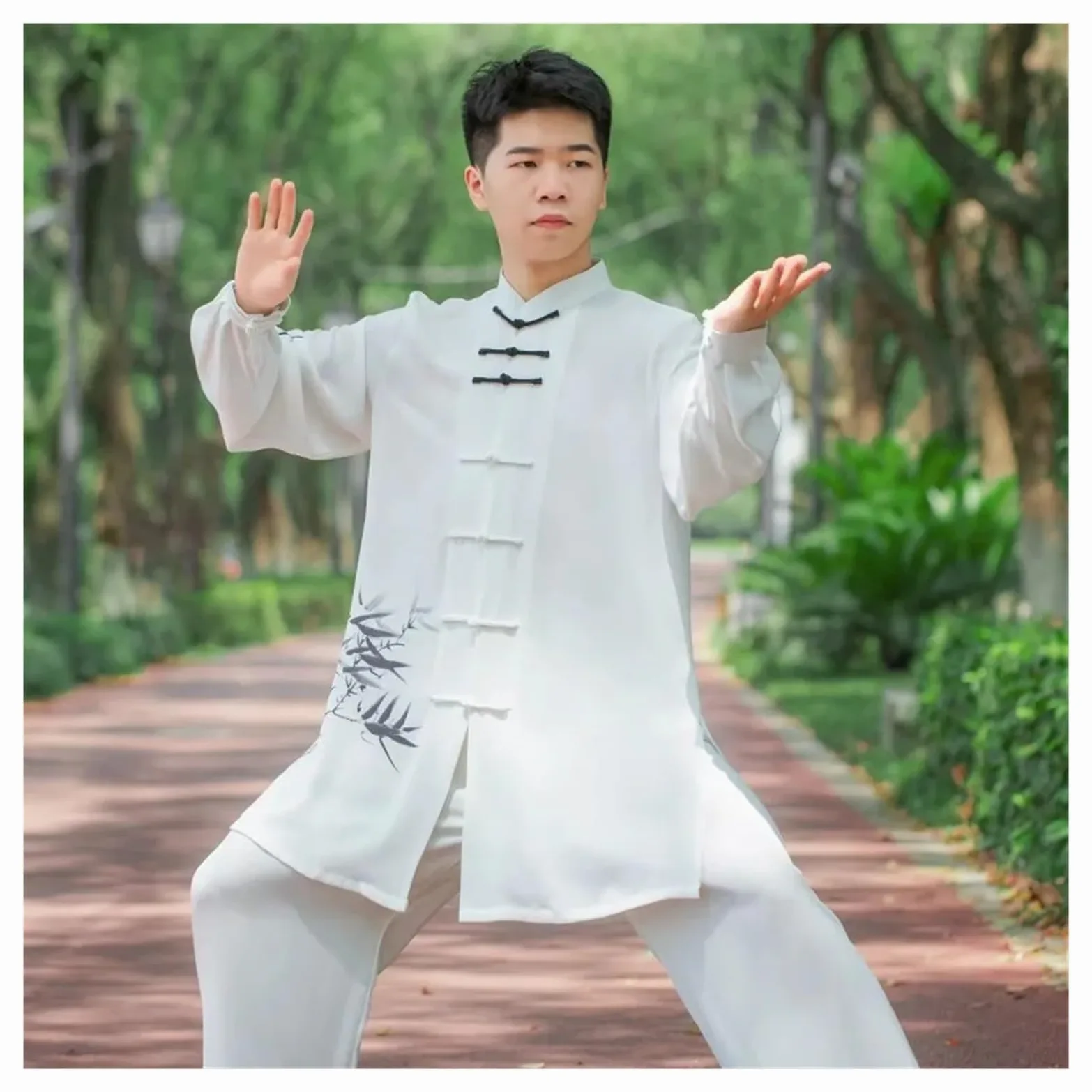 Traje de Tai Chi Color degradado manga larga, traje práctica, conjunto actuación artes marciales