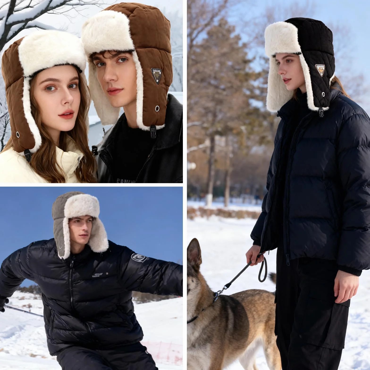 Sombrero de Invierno Trapper para Hombres y Mujeres con Orejeras, Forro de Polar, Sombrero Térmico a Prueba de Viento para Esquí, Senderismo y Actividades al Aire Libre (Talla 54-60 cm)