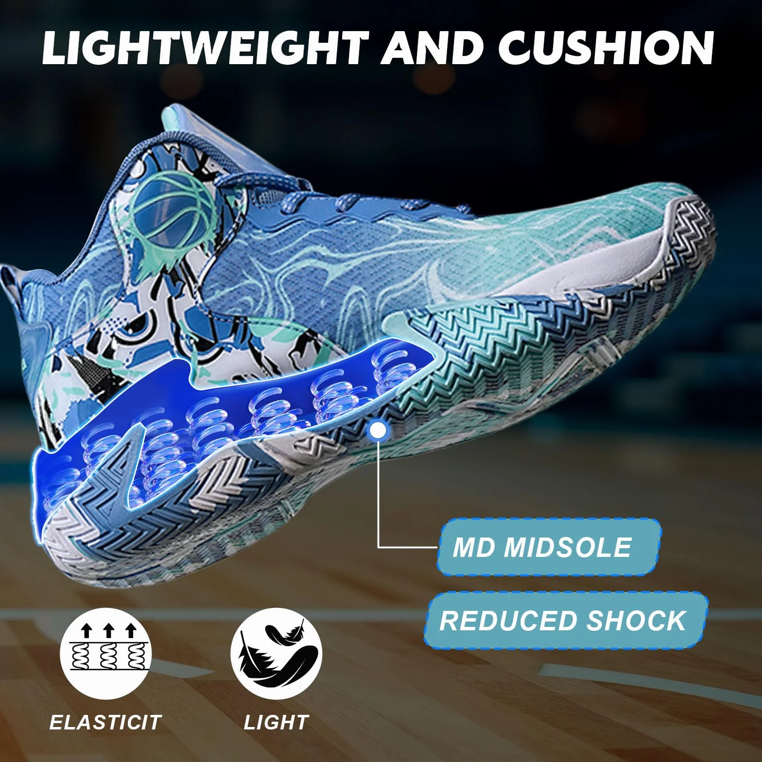Zapatillas de Baloncesto para Hombre Zapatillas Deportivas cómodas de Malla para Caminar Zapatillas Ligeras de Moda para Correr al Aire Libre