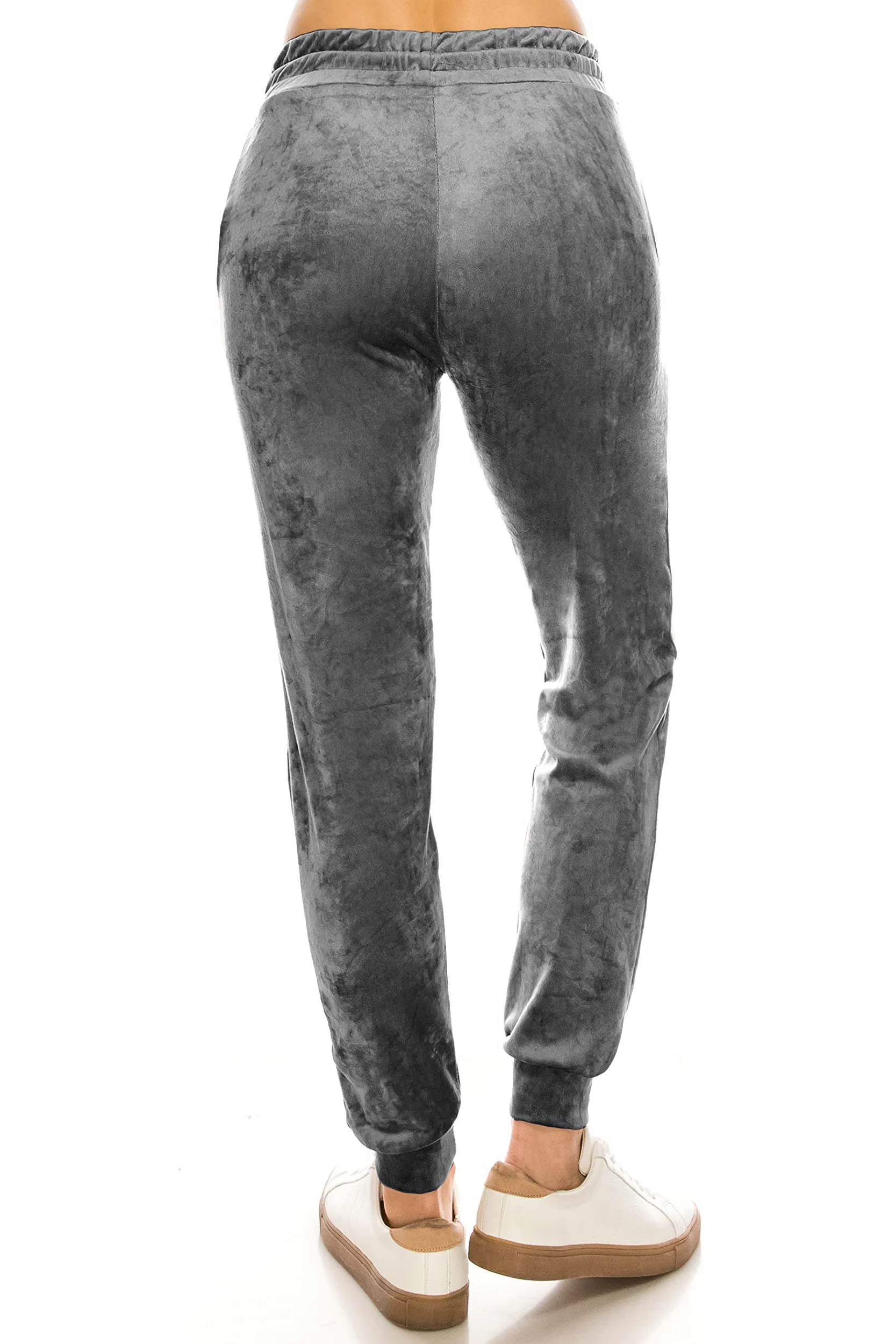 ALWAYS Pantalones deportivos de terciopelo para mujer, color liso, básico, suave, elástico, cálido, para invierno, para mujer