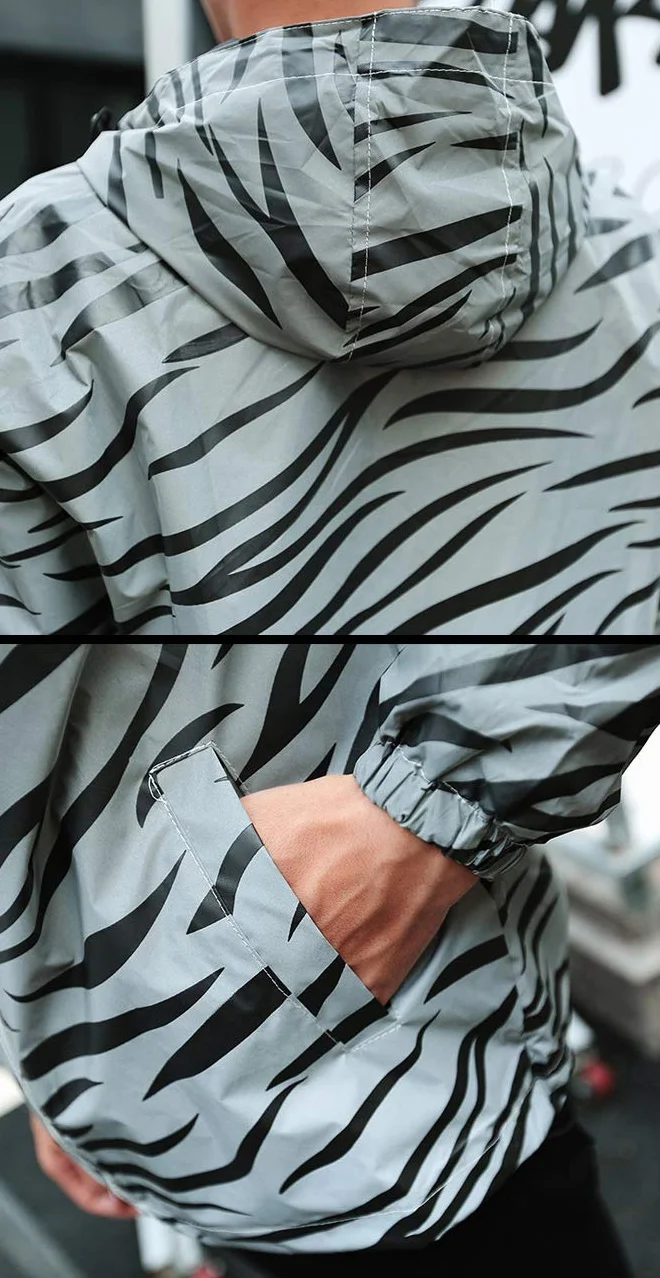 NewL Chaqueta ligera reflectante para hombre y mujer, estilo de malla, estilo cebra, impermeable