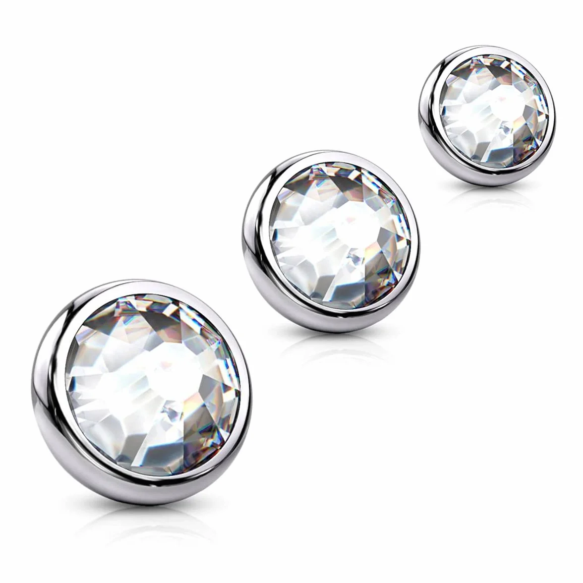 316L Acero Crystal Gem Microdermal Piercing Anchor Reemplazo Tops