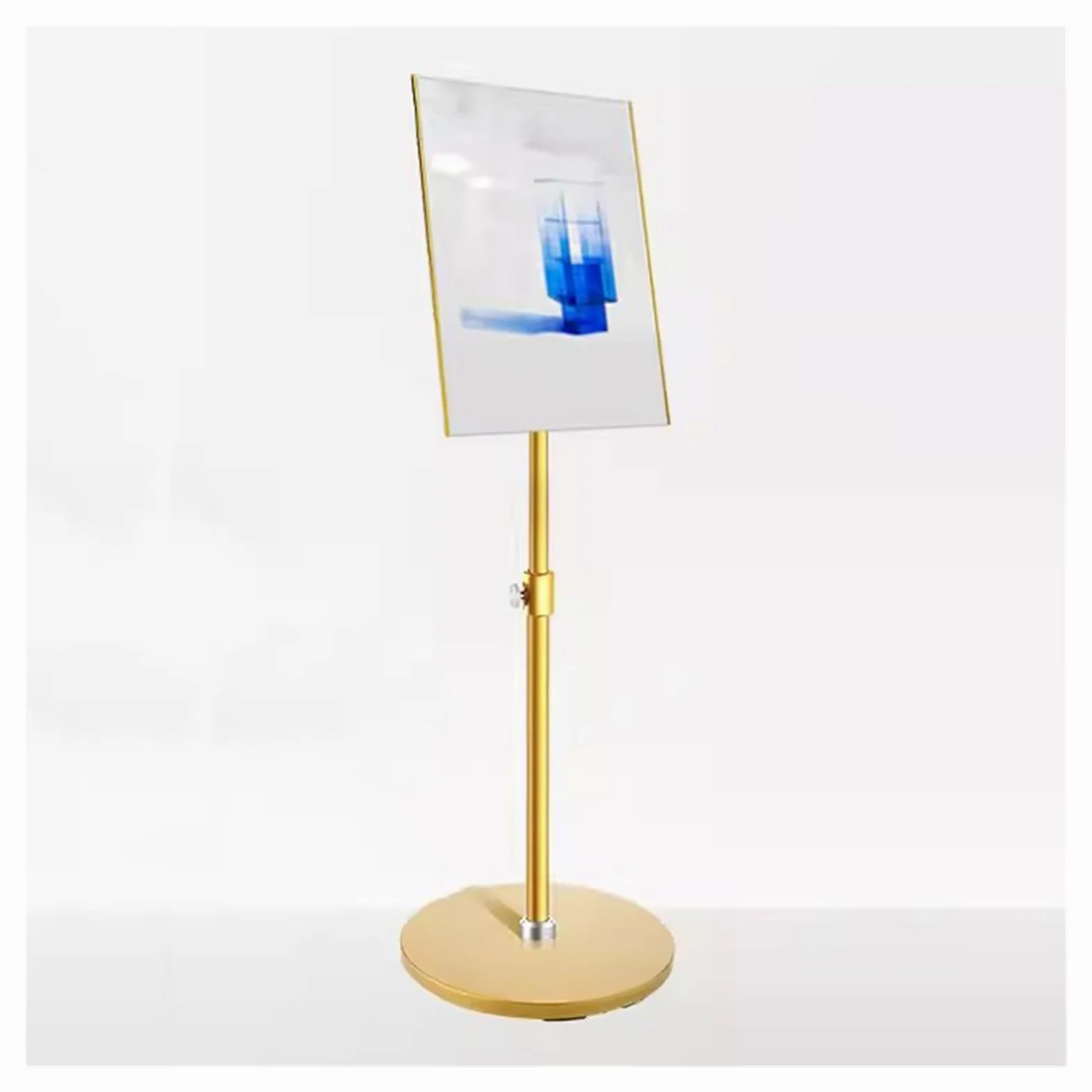 Soporte de Pedestal para Carteles con Base de Acero sólido Resistente, Soporte de Suelo Ajustable para Carteles Verticales y horizontales(Oro A4)
