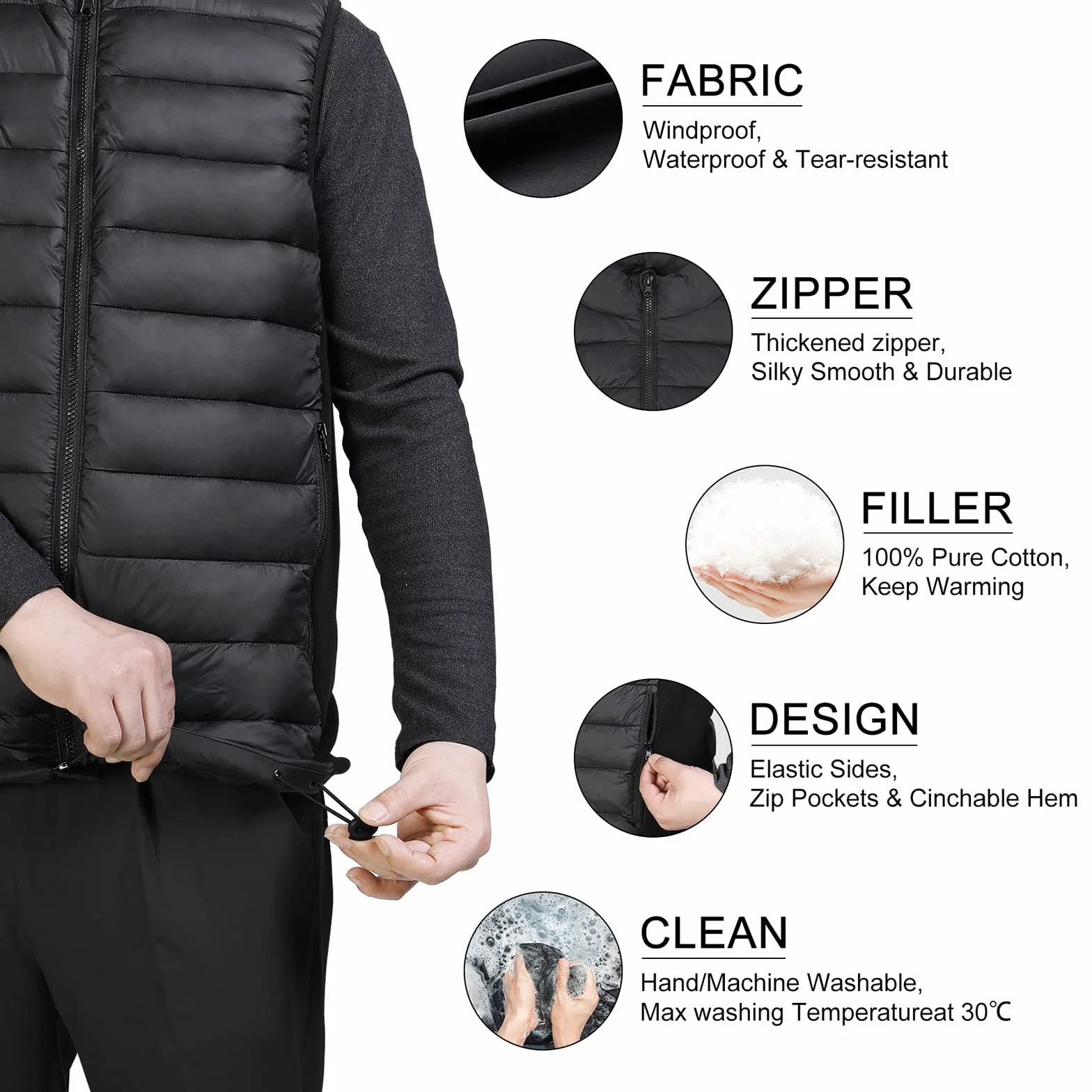 Loowoko Chaleco calefactable hombre con bateria 10000mah, chaqueta calefactable sin mangas ligera, 3 niveles de calor + 4 zonas, Para trabajar al aire libre, ciclismo, moto y esquí