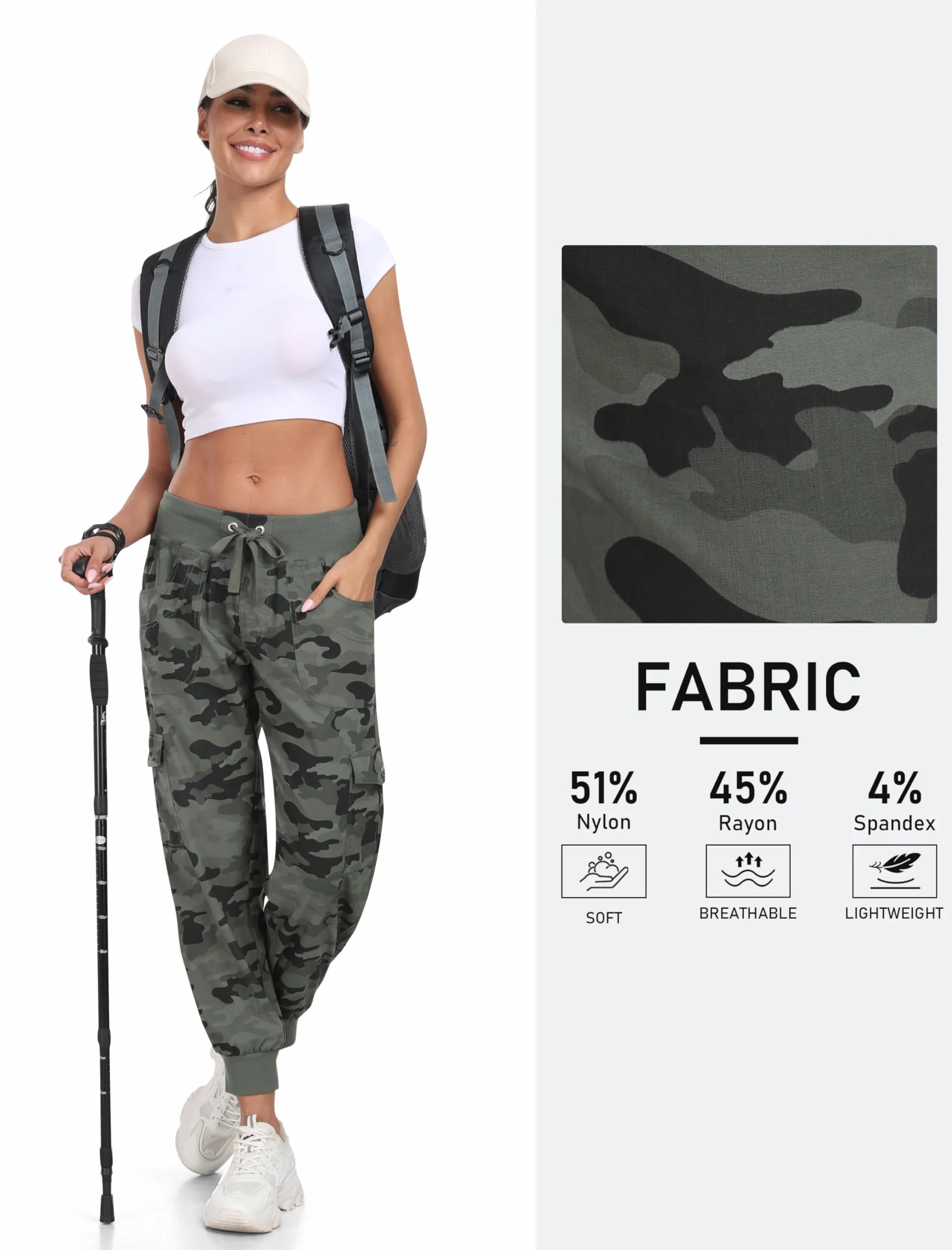 JINSHI Pantalones Mujer Cargo Pantalón Largo Trabajo Pant Deportivo Jogger Cintura Alta con Bolsillos
