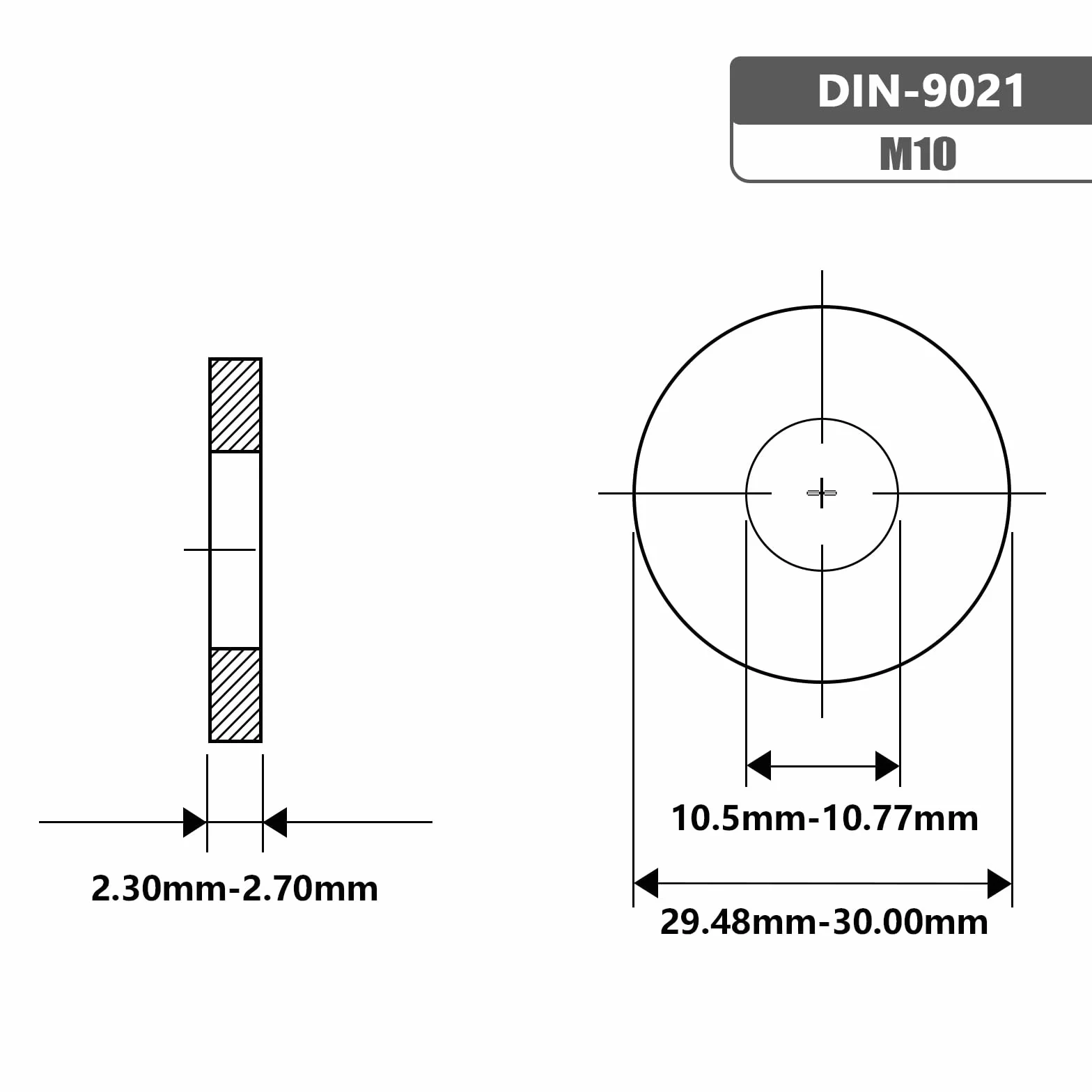 18-8 (304) Stainless Steel Fender Washer M10 x 30 mm OD 10 mm ID 40 Pack