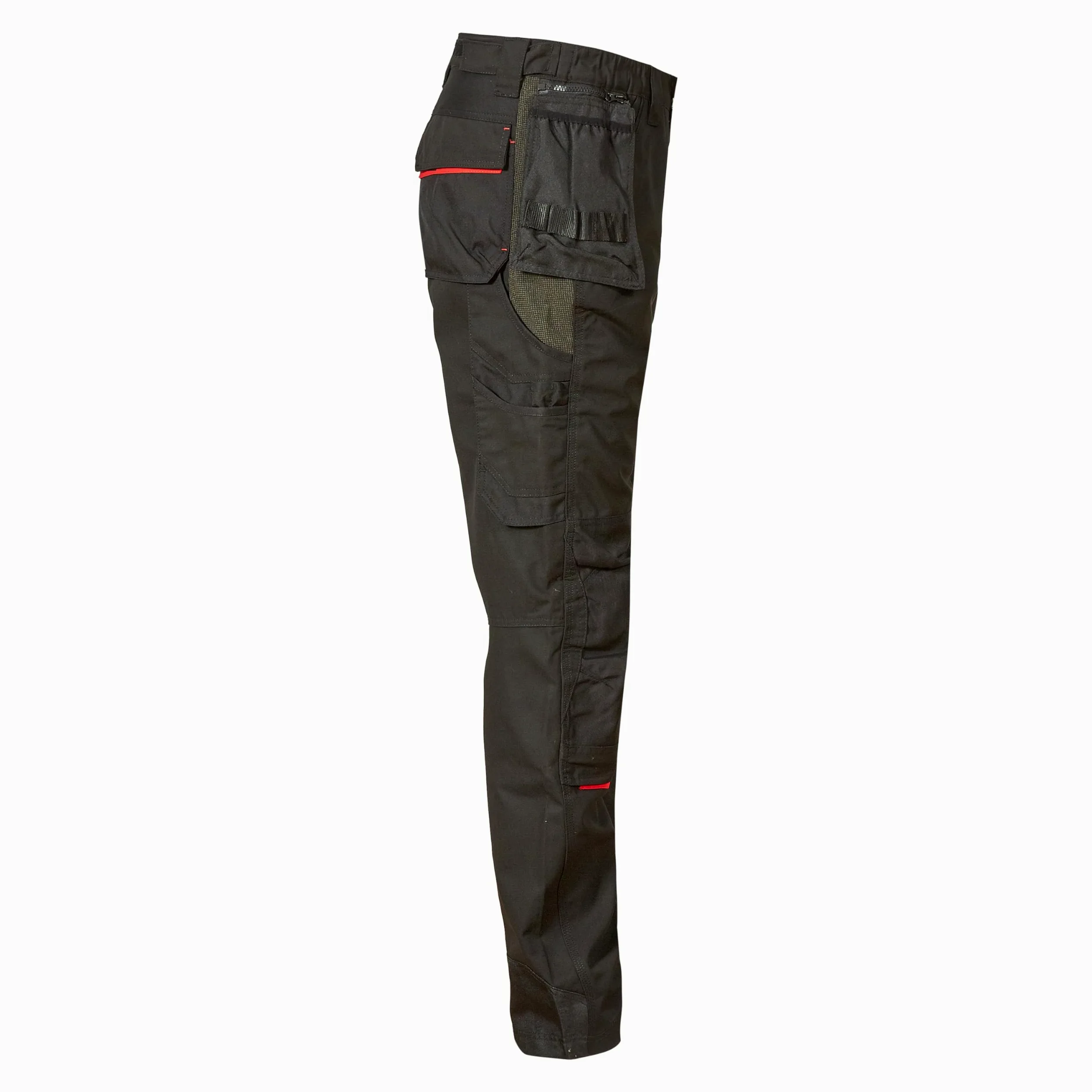 U-Power RACE, pantalón de trabajo para hombre, pantalón cargo con cintura elástica, con bolsillos para rodilleras, multibolsillos, tela cómoda, ropa exterior resistente y duradera - Black Carbon 56