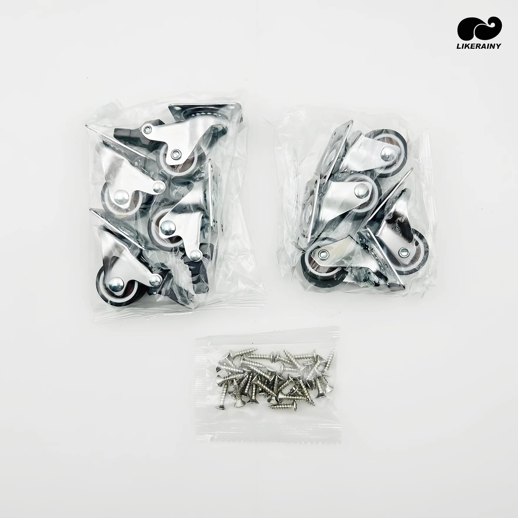 LIKERAINY Ruedas Giratorias Silenciosas TPR Ø25x13mm con Freno para Muebles, 40kg, Paquete de 8