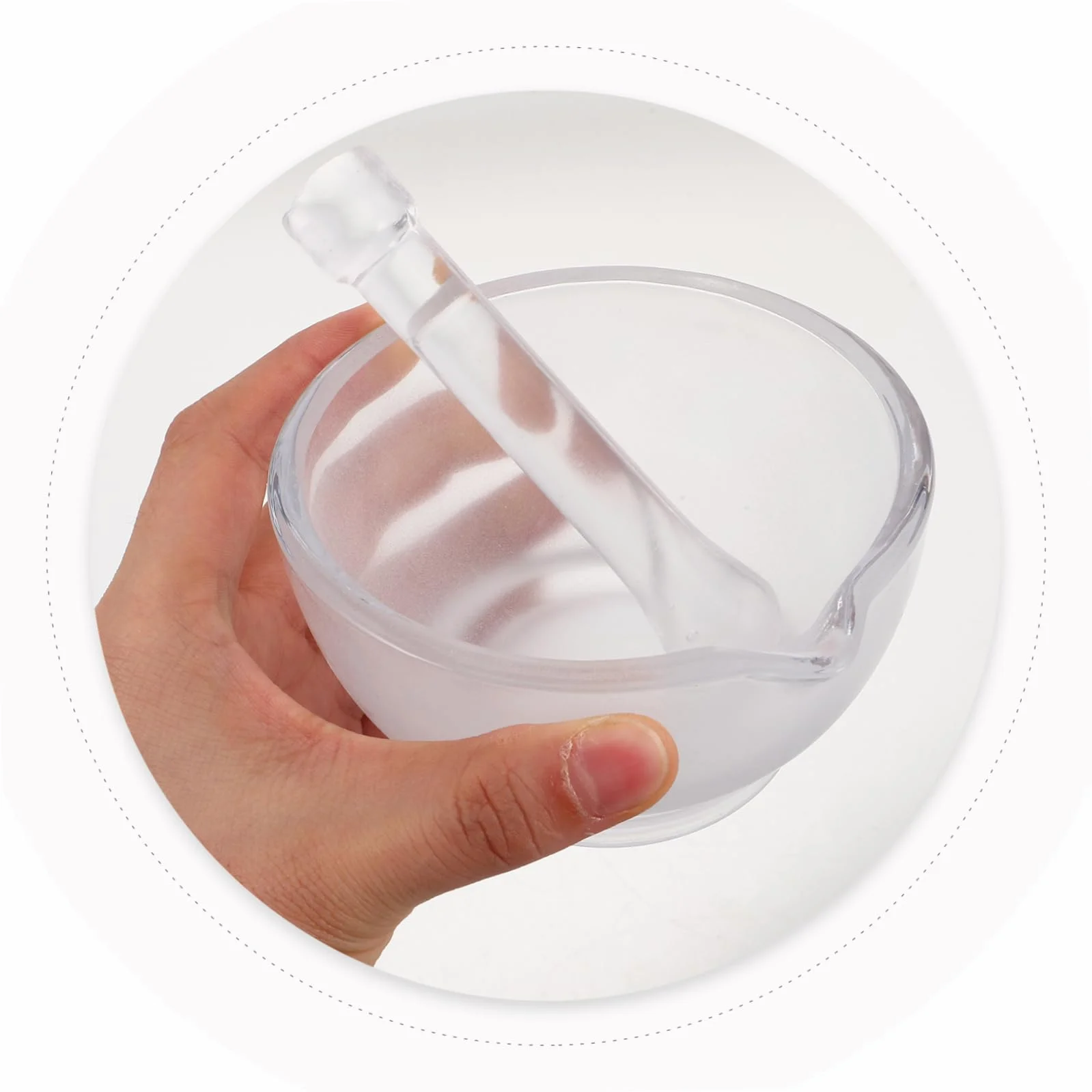 SOLUSTRE Mortero de Vidrio 90 mm para Laboratorio, Recipiente Resistente a Altas Temperaturas para Molienda y Mezcla