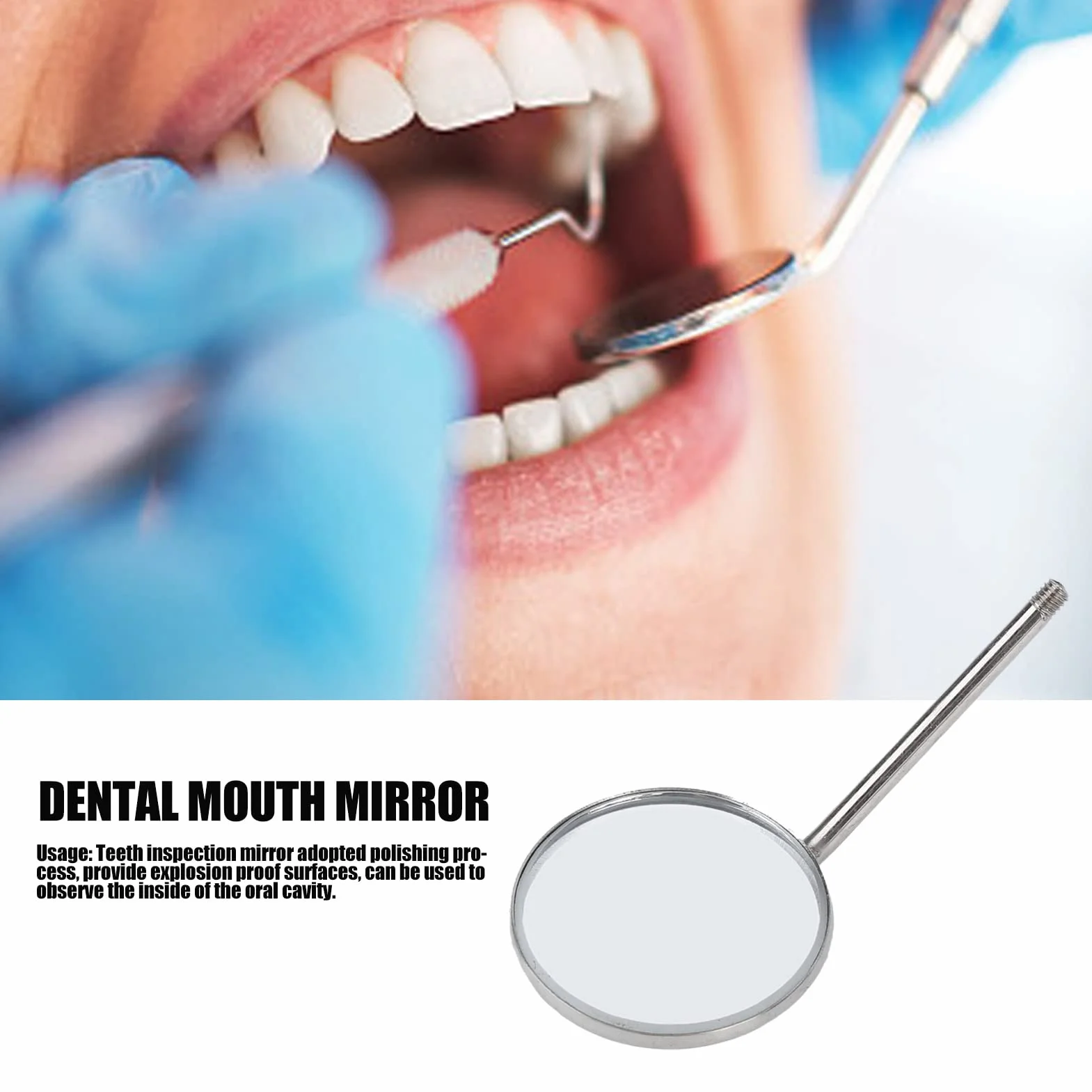 Juego de 10 Espejos Dentales de Acero Inoxidable Tipo 5, Espejo de Dentista de Vista Clara