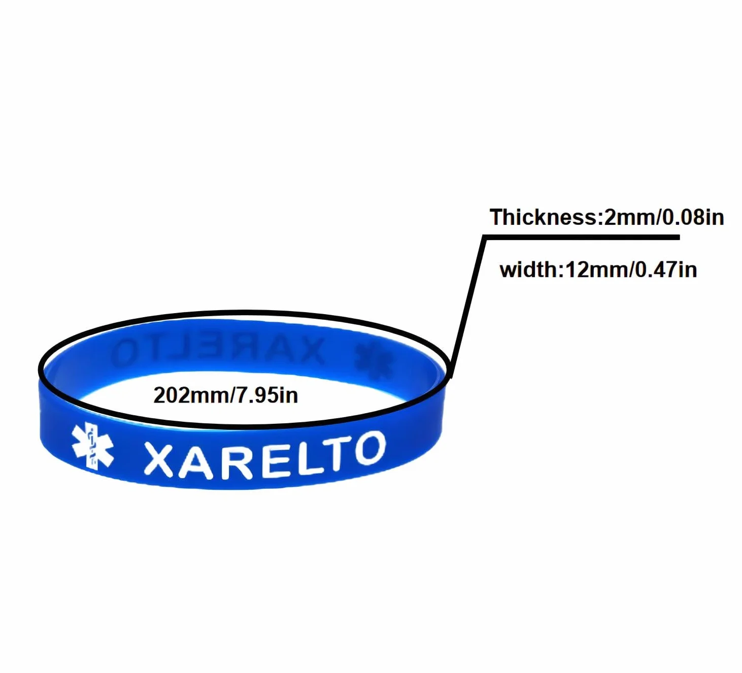 Pulseras de silicona XARELTO de alerta médica, elásticas, para hombres y mujeres, talla única
