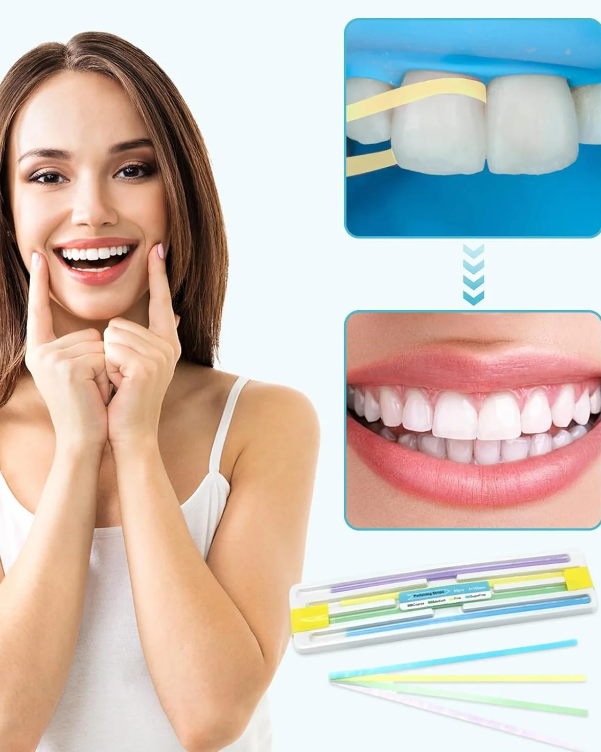 Papel de Lija Dental para Pulir Dientes Kit de Herramientas Resistente Limpieza Profunda Higiene Oral (60 Piezas)