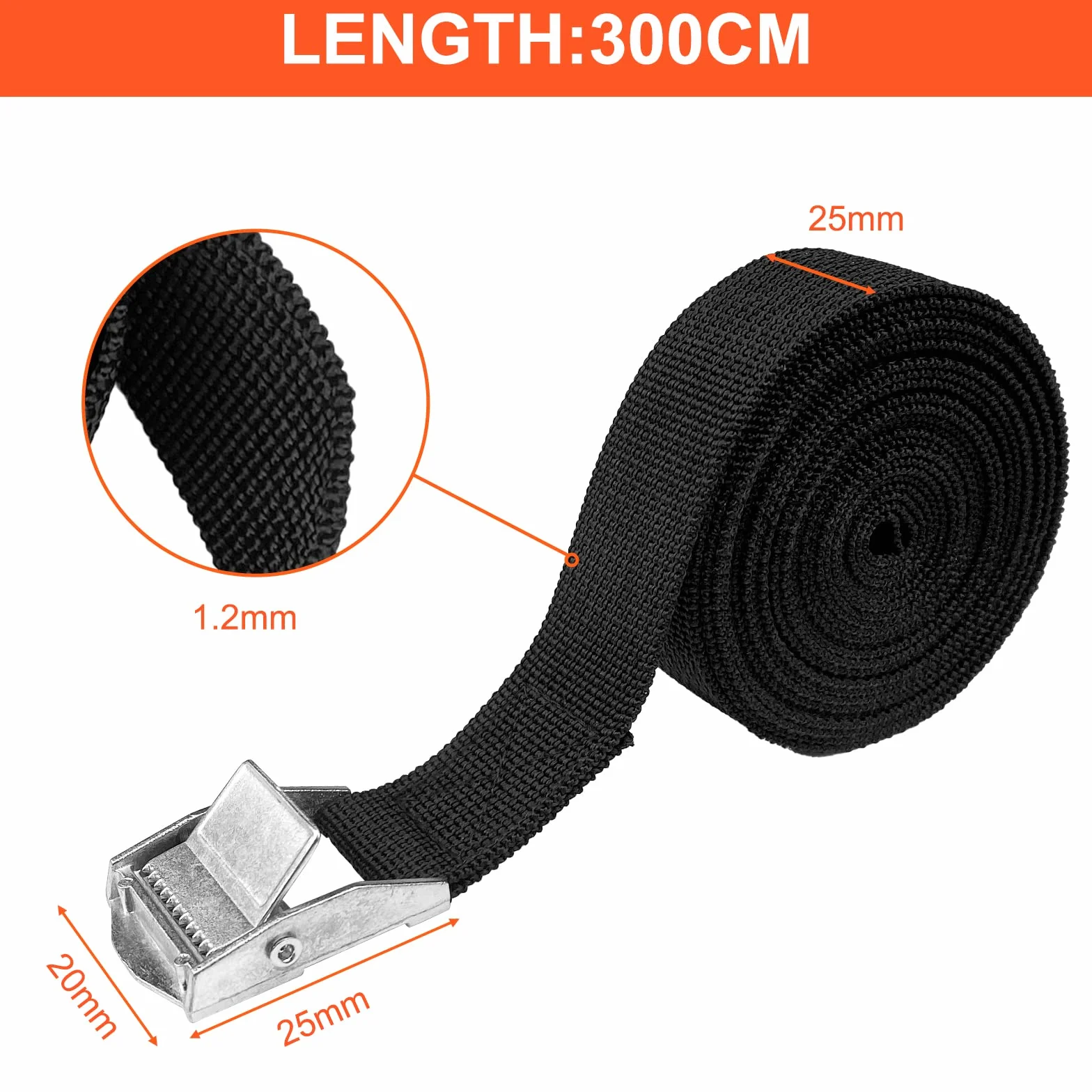 Cinchos de Amarre Newpop 300cm 6pcs Zinc, Correas de Amarre 250kg Ajustables Negro