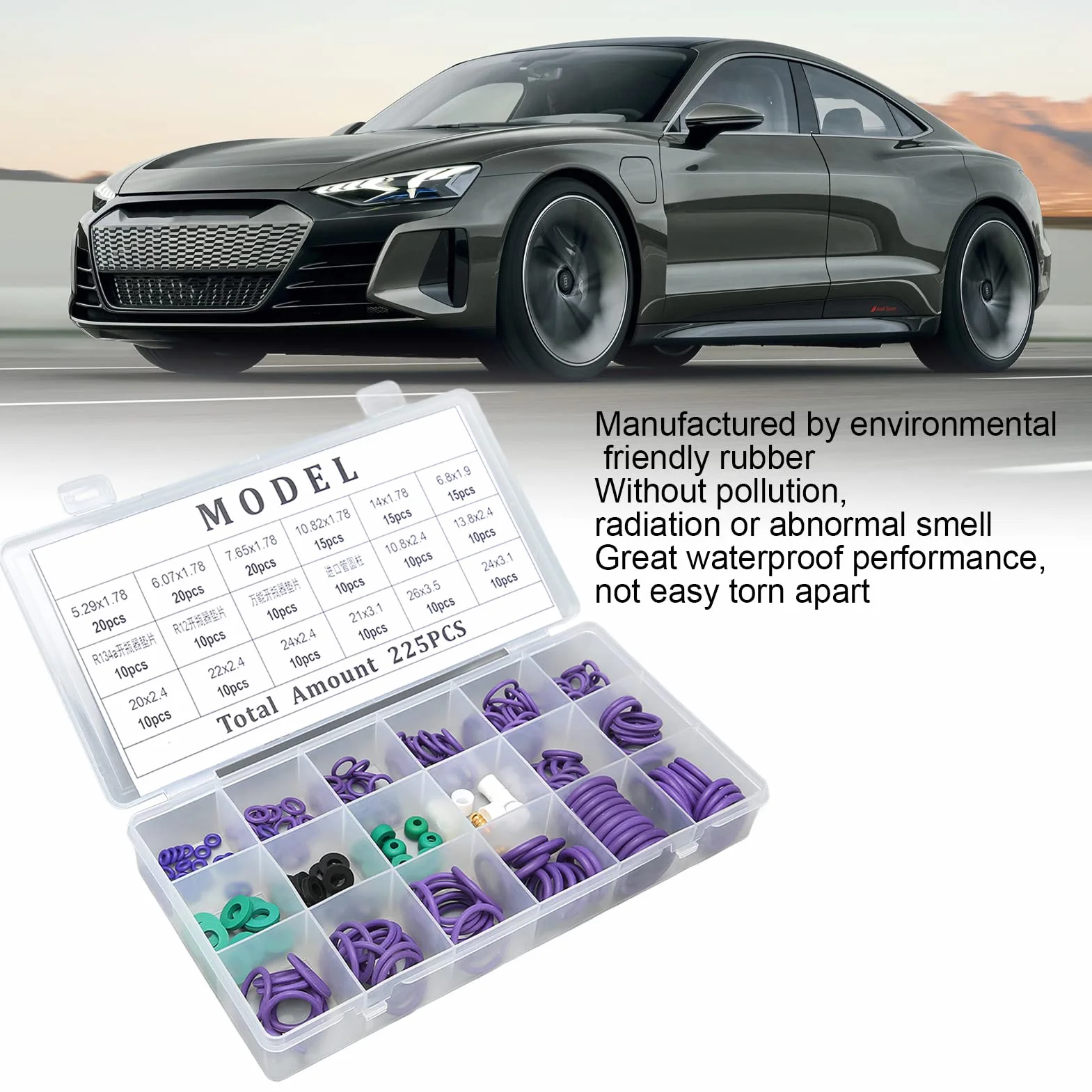 Kit Universal de Juntas Tóricas 225 Piezas para Aire Acondicionado de Coche