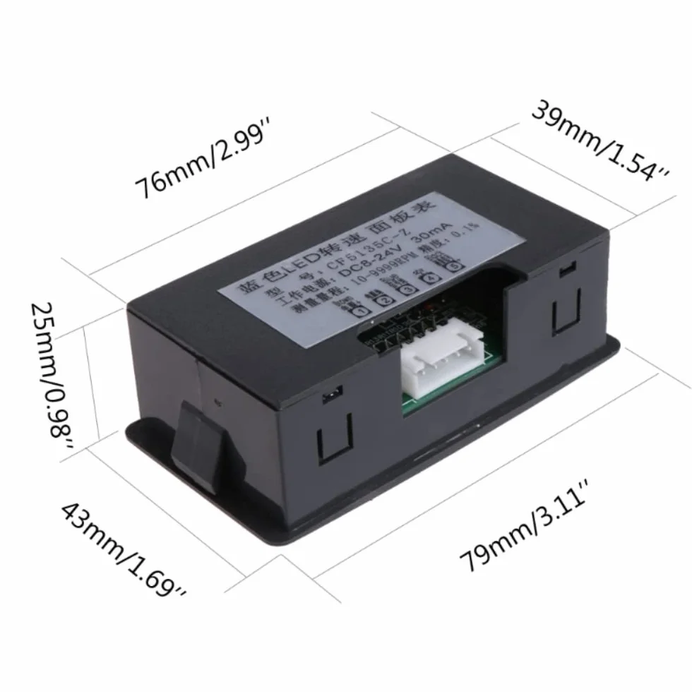 Contador LED digital de RPM DC 8-24V con sensor Hall NPN 10-9999RPM