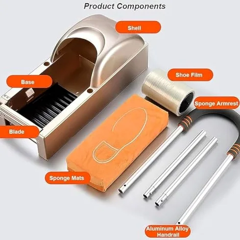 Máquina portátil para cubrir zapatos con reposabrazos, dispensador de película de zapatos para laboratorio de fábrica en el hogar