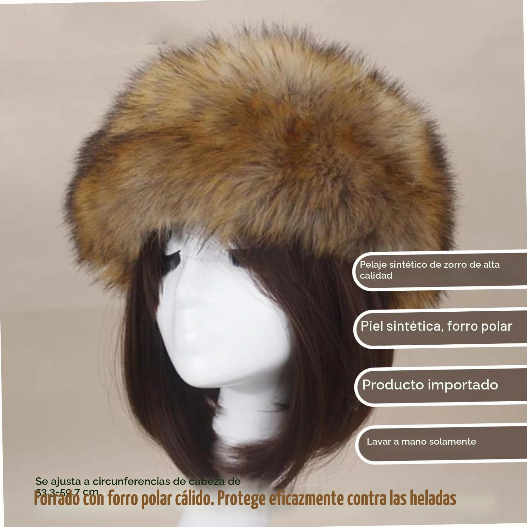 NIDONE Sombrero de Piel sintéxu Grueso Tibia sin Top sin Diadema de Pieles con la Banda de Moda de la Oreja de Moda elástica Sombreros de Pieles de Invierno Lavables para Mujeres