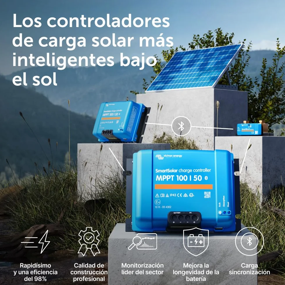 Victron Energy SmartSolar MPPT 100V 50A 12/24V Controlador de Carga Solar con Bluetooth