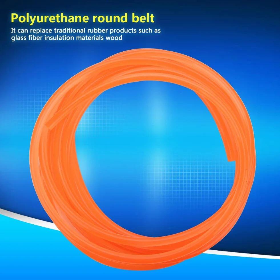 Correas redondas de uretano de alto rendimiento, correa de transmisión de PU Naranja 8mm x 5m