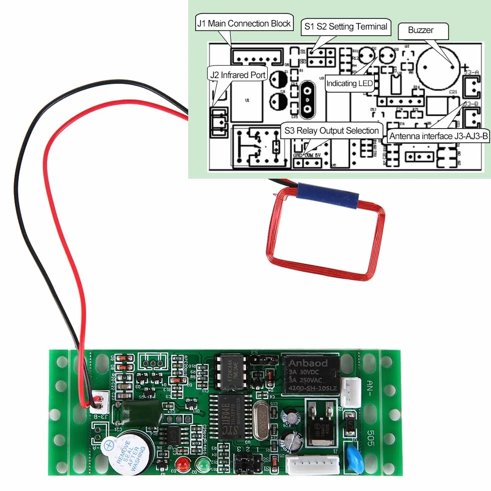 Módulo lector RFID 125 kHz control de acceso 5-15 cm