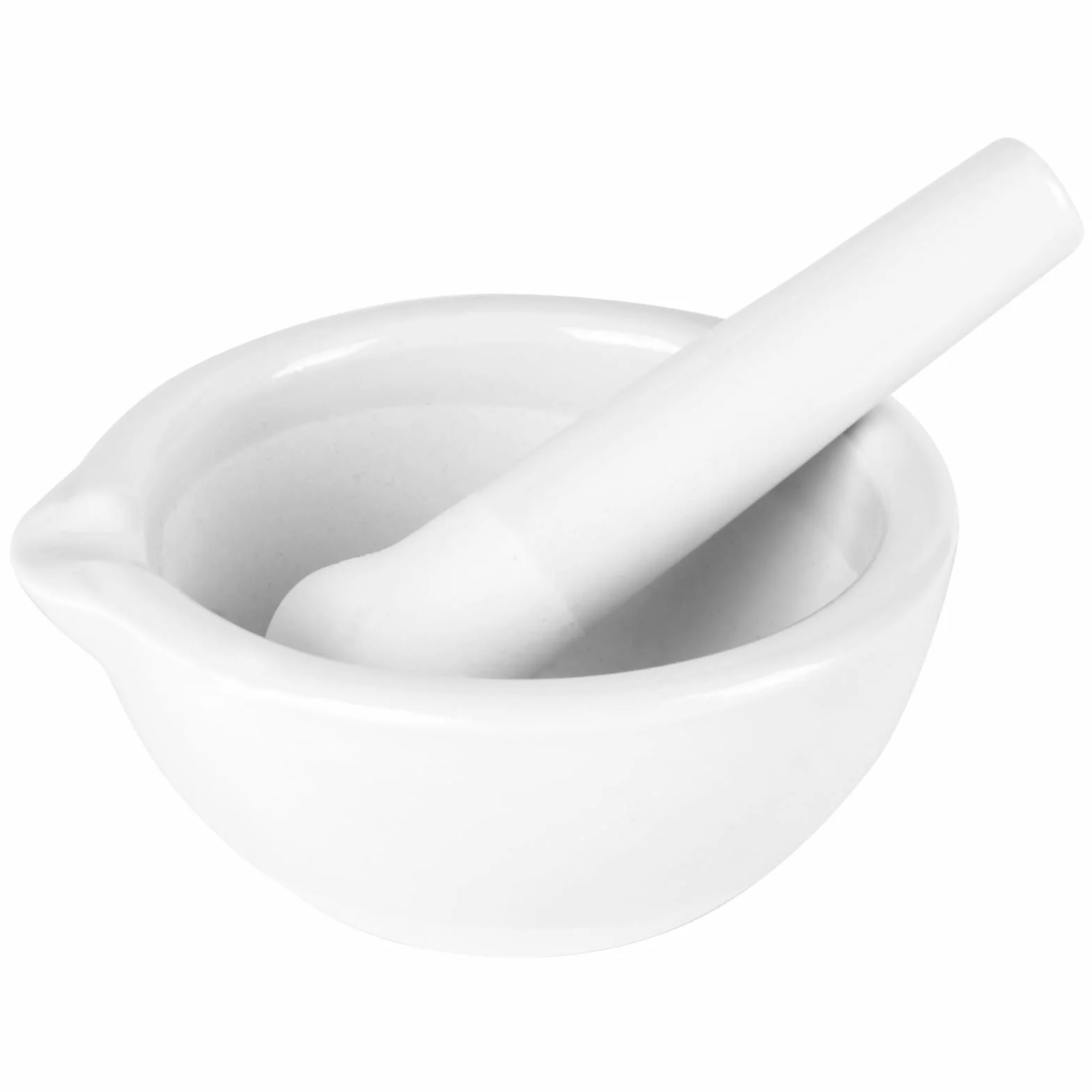 Mortero y Maja de Porcelana 100 mm, Superficie de Molienda Sin Esmaltar, Laboratorio
