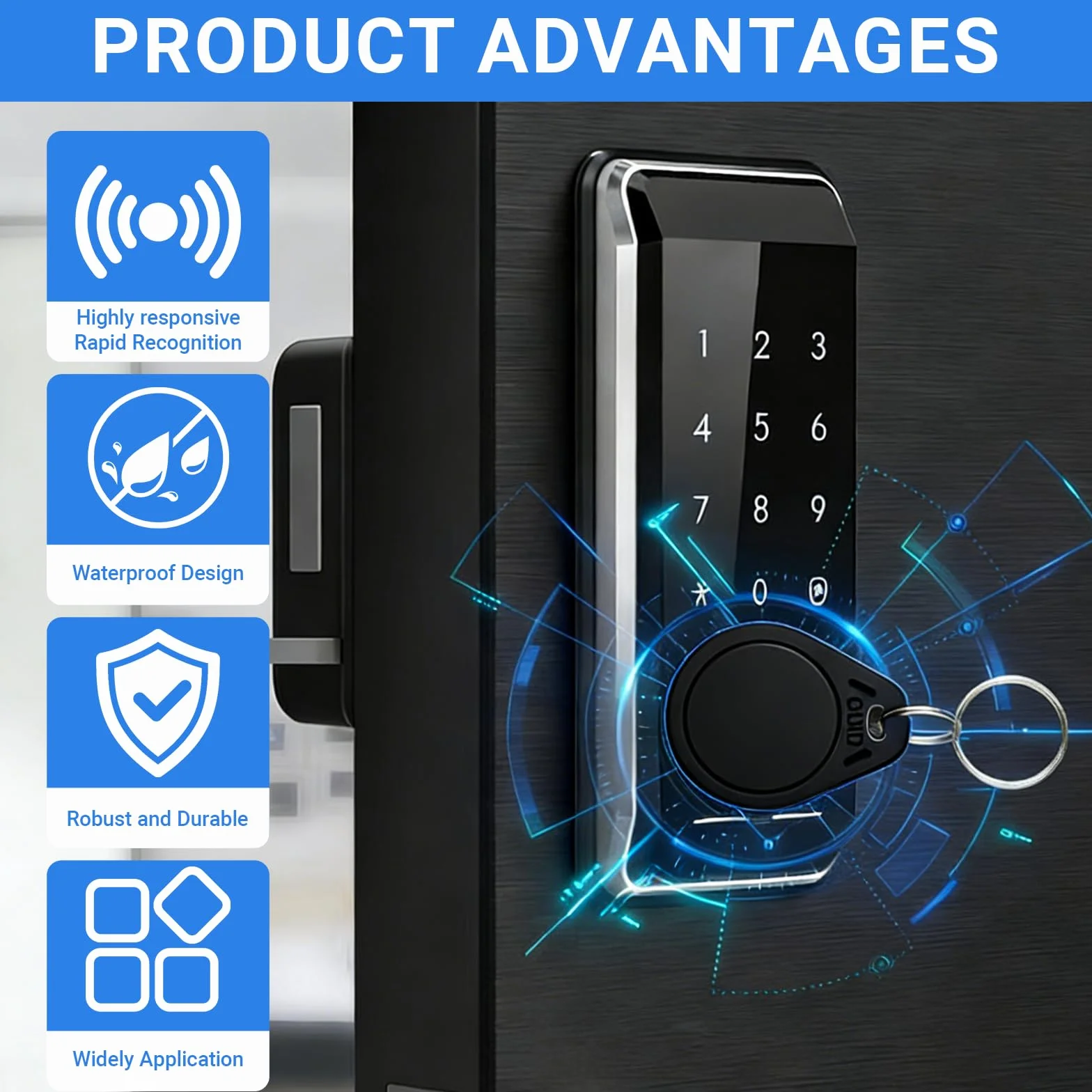 Llaveros RFID 13.56MHz CUID Programables UID Modificable Control Acceso Negro
