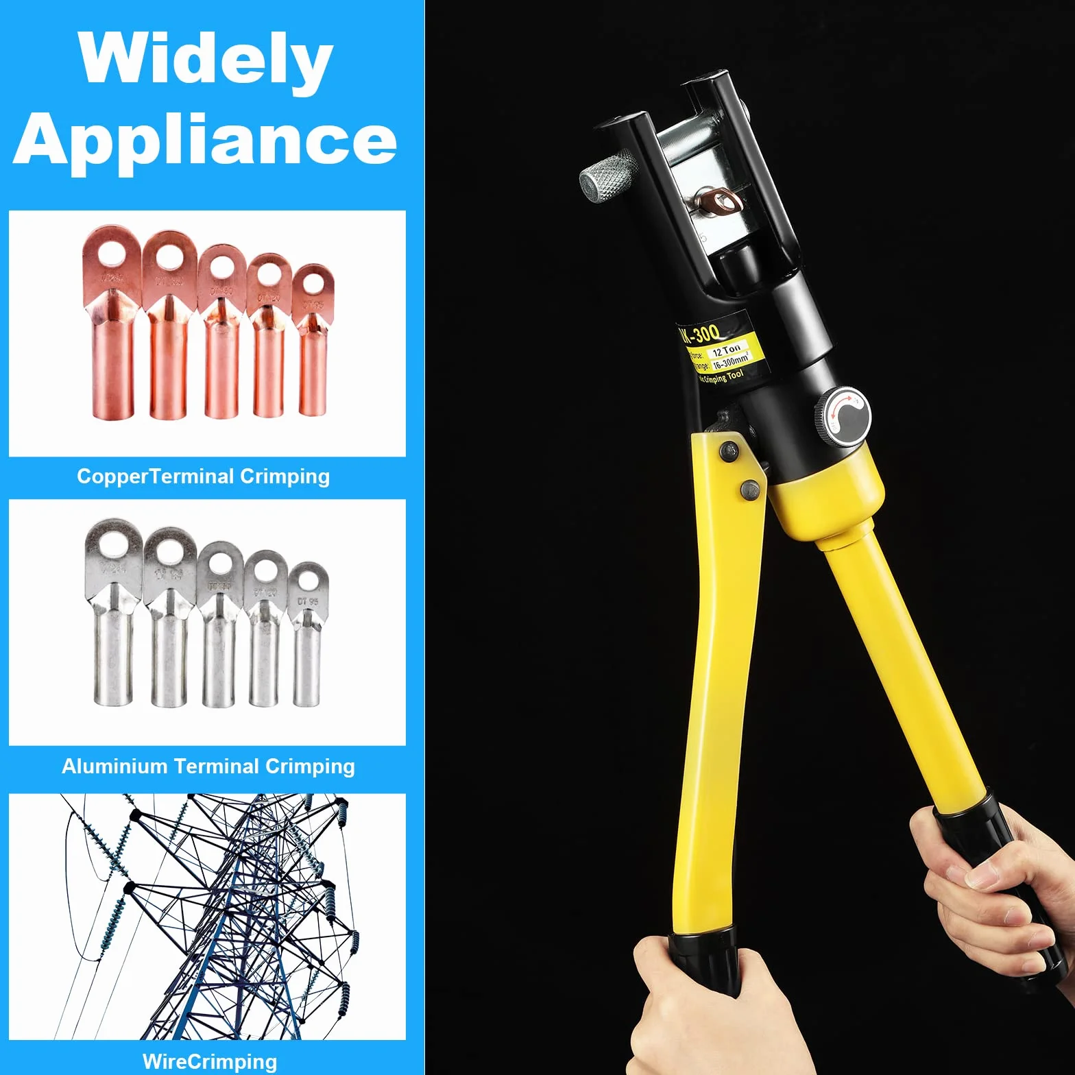 HSEAMALL Crimpadora Hidráulica 16 t 13 Matrices 8-300 mm²