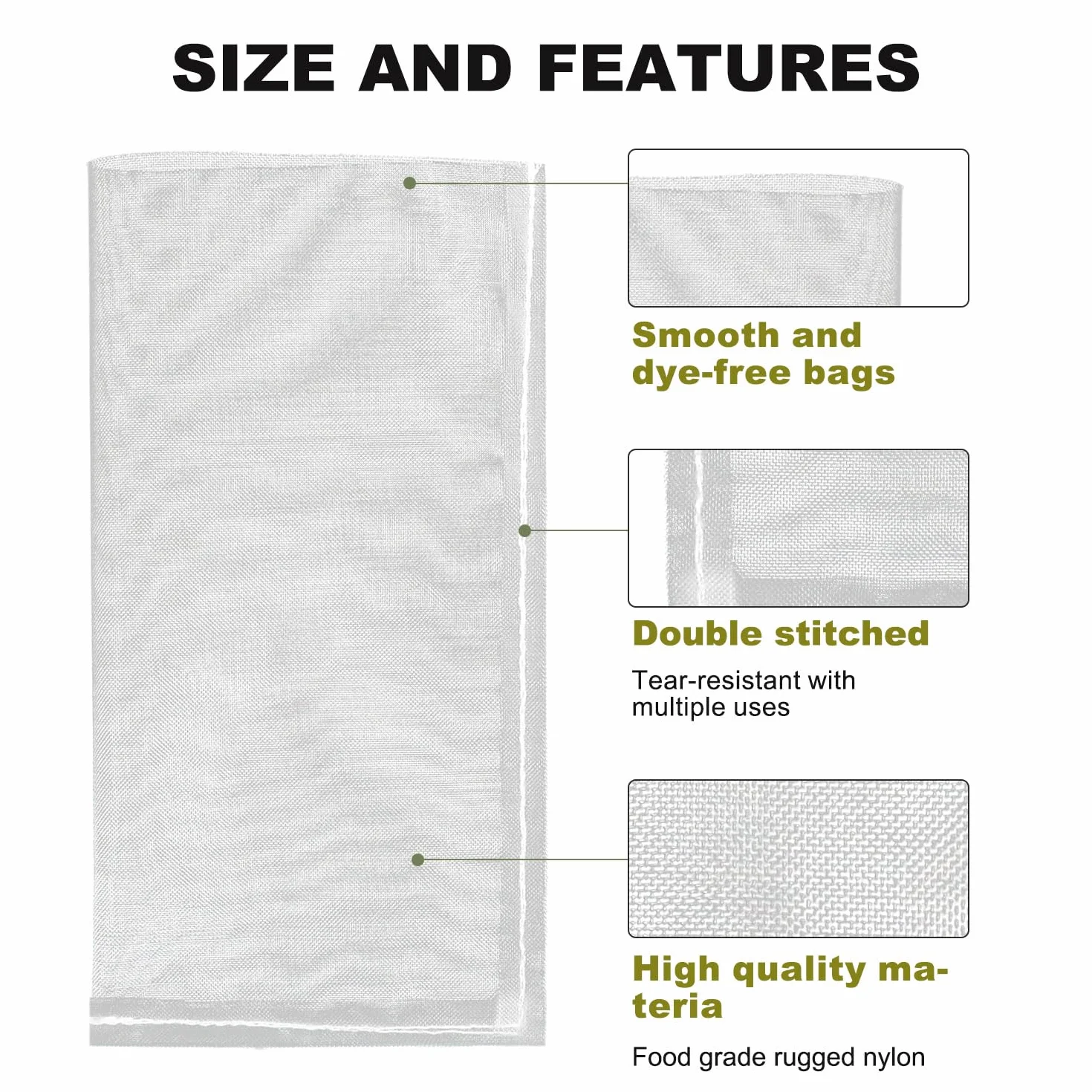 Bolsas de prensa de resina de Nylon 5x10cm - Doble costura, filtro de malla de alta resistencia para extracción de aceite