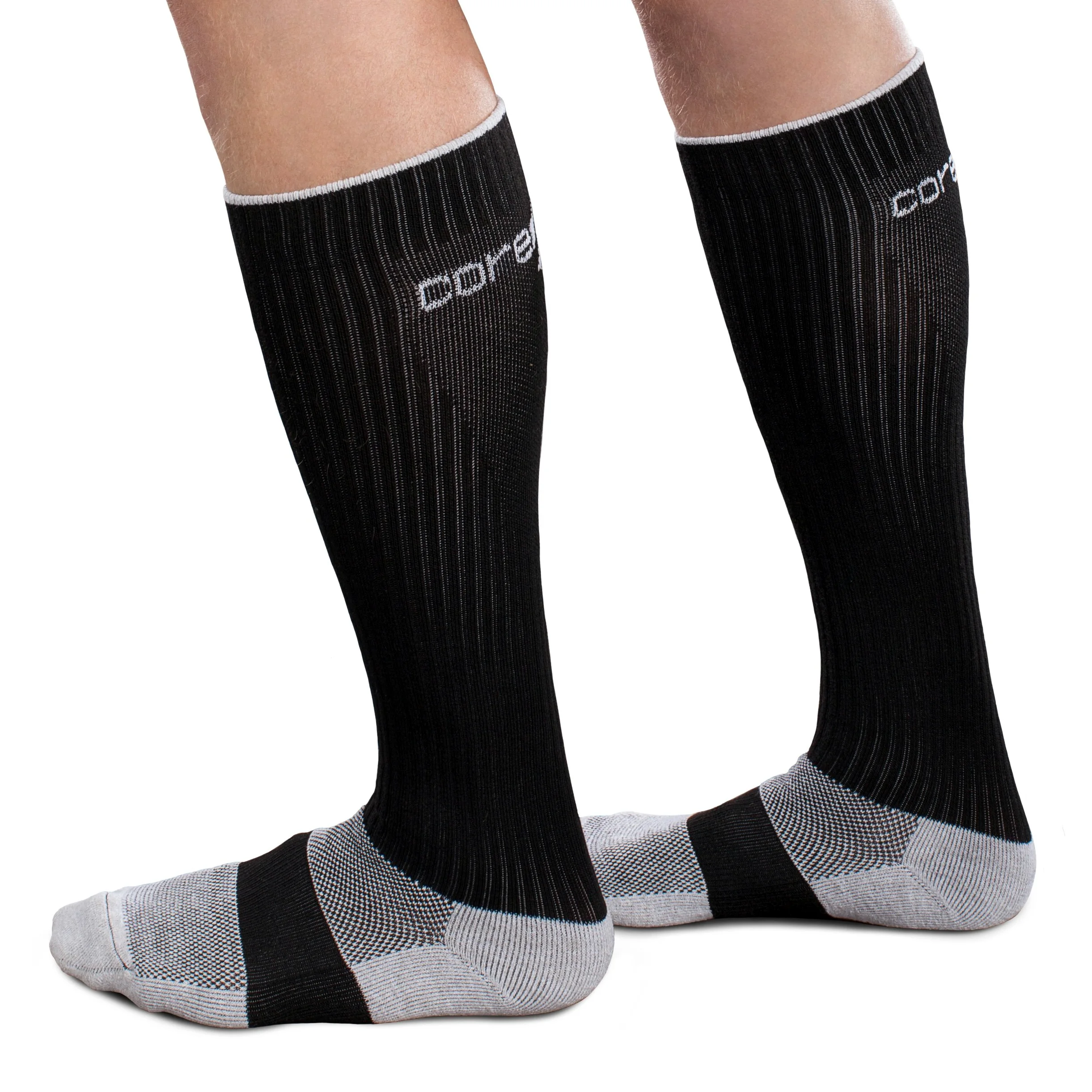 Calcetines de compresión de rendimiento atlético, compresión moderada de 20-30 mmhg (negro, grande)