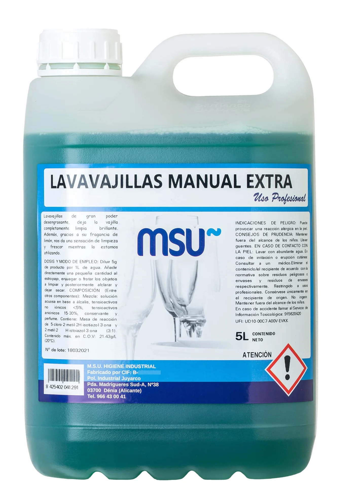Lavavajillas Manual Extra de 5 Litros con Fragancia de Limón - Limpiador Potente para Cocina
