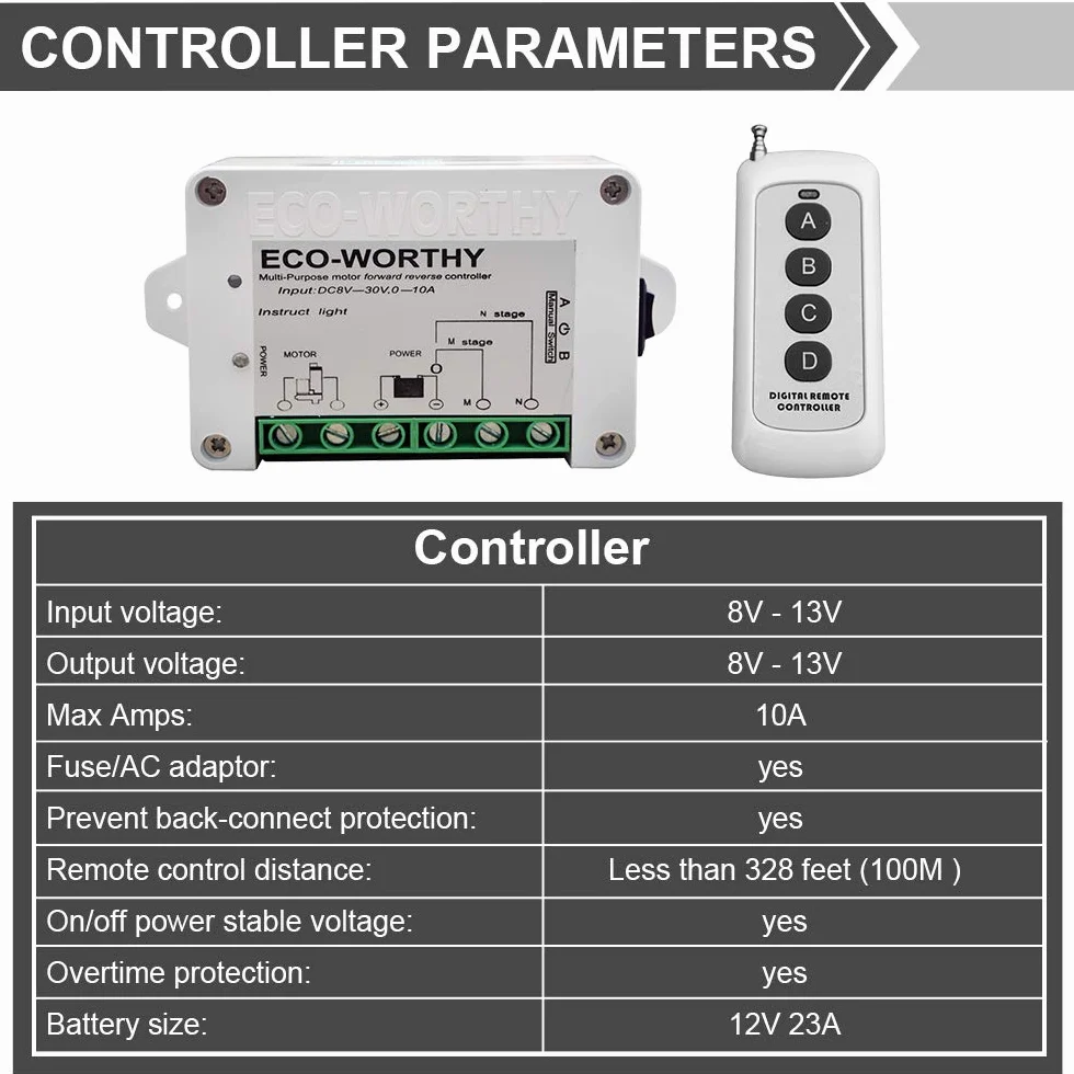 DCHOUSE Actuador lineal 12 V CC controlador motor inversión positiva Kit Control remoto
