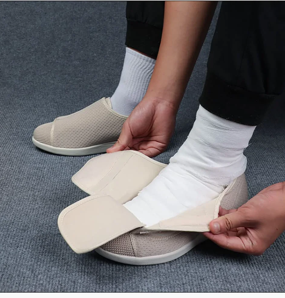 Zapatos diabéticos para mujer, zapatos de malla transpirable para caminar para ancianos hinchados, edema diabético, pies hinchados, pies hinchados, pies hinchados