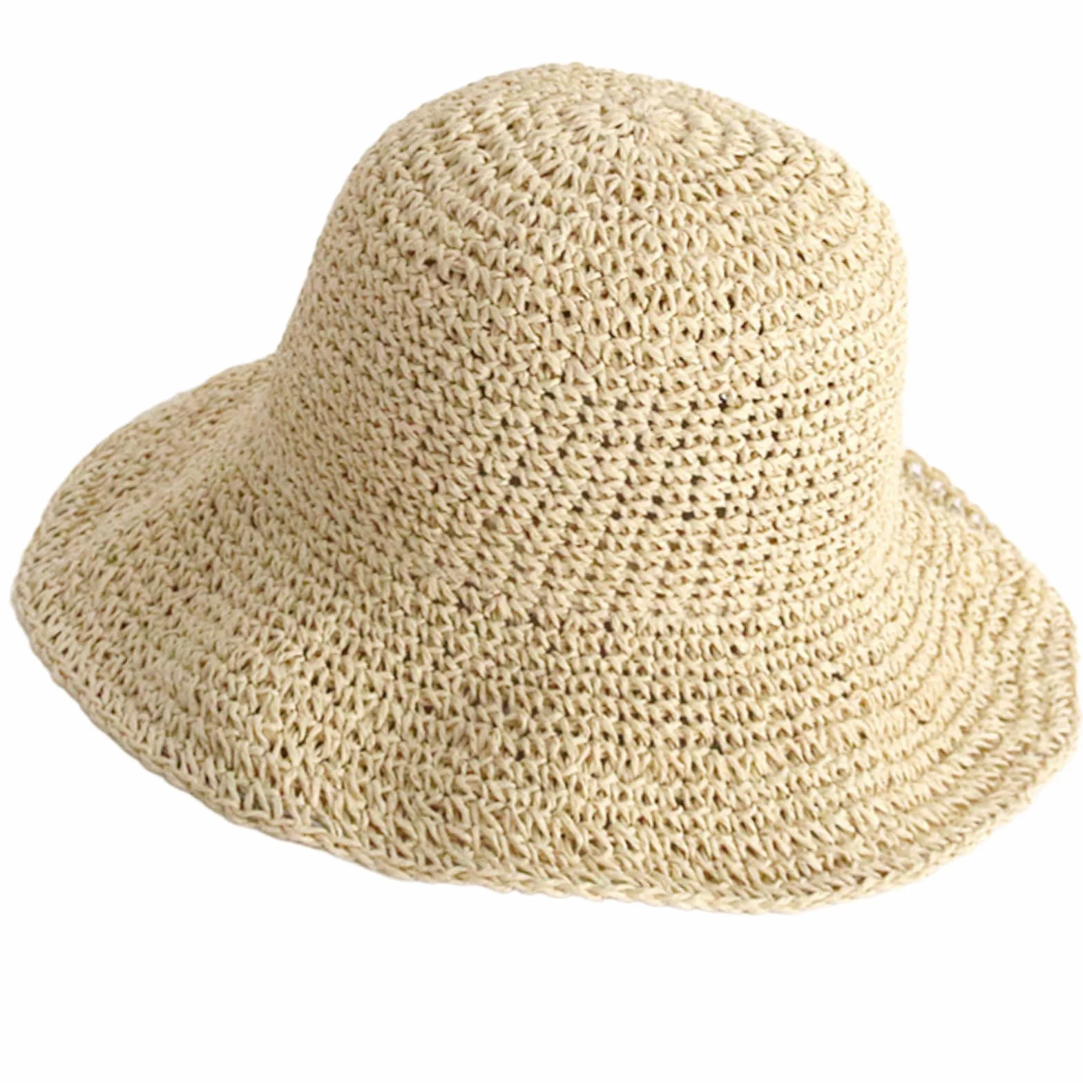 Sombrero de Sol para Mujer,Sombrero de Paja de Las Mujeres, Sombrero de Viaje de Verano Paja de Verano Plegable de ala Ancha para Playa