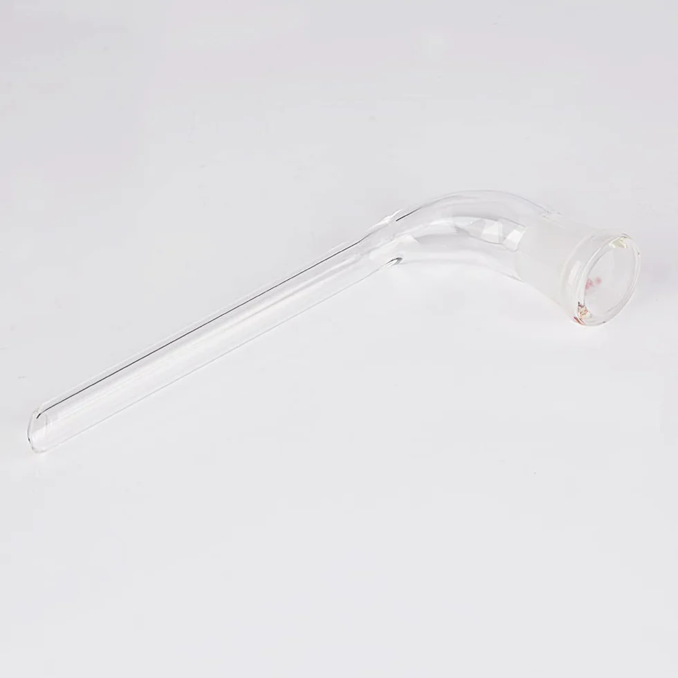 Adaptador de Destilación en Ángulo de 105 Grados, Vidrio de Borosilicato con Junta 14/20 y Tubo de Goteo de 100mm