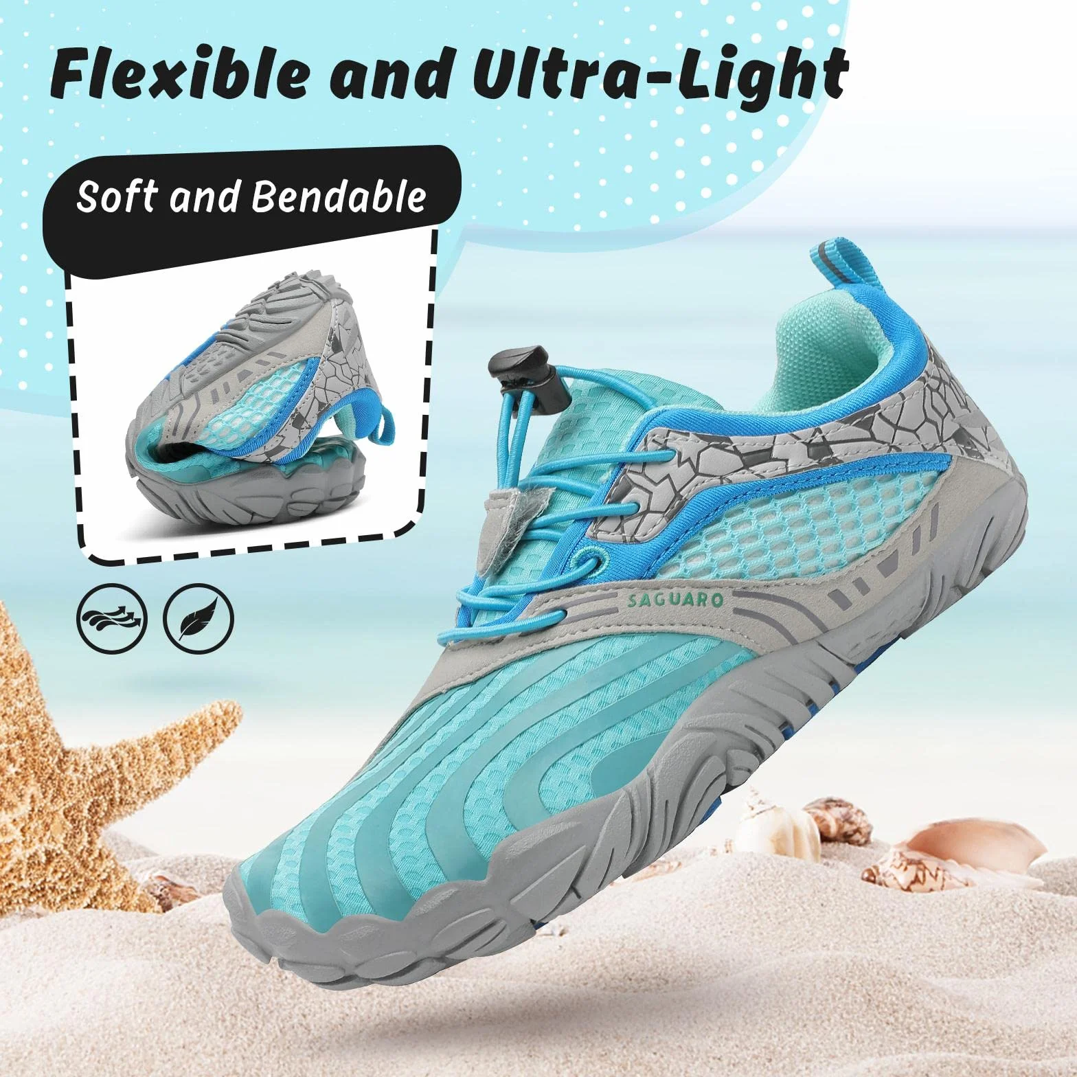 SAGUARO Niños Calzado Descalzos Zapatillas de Trail Transpirables Minimalistas 24-36 EU