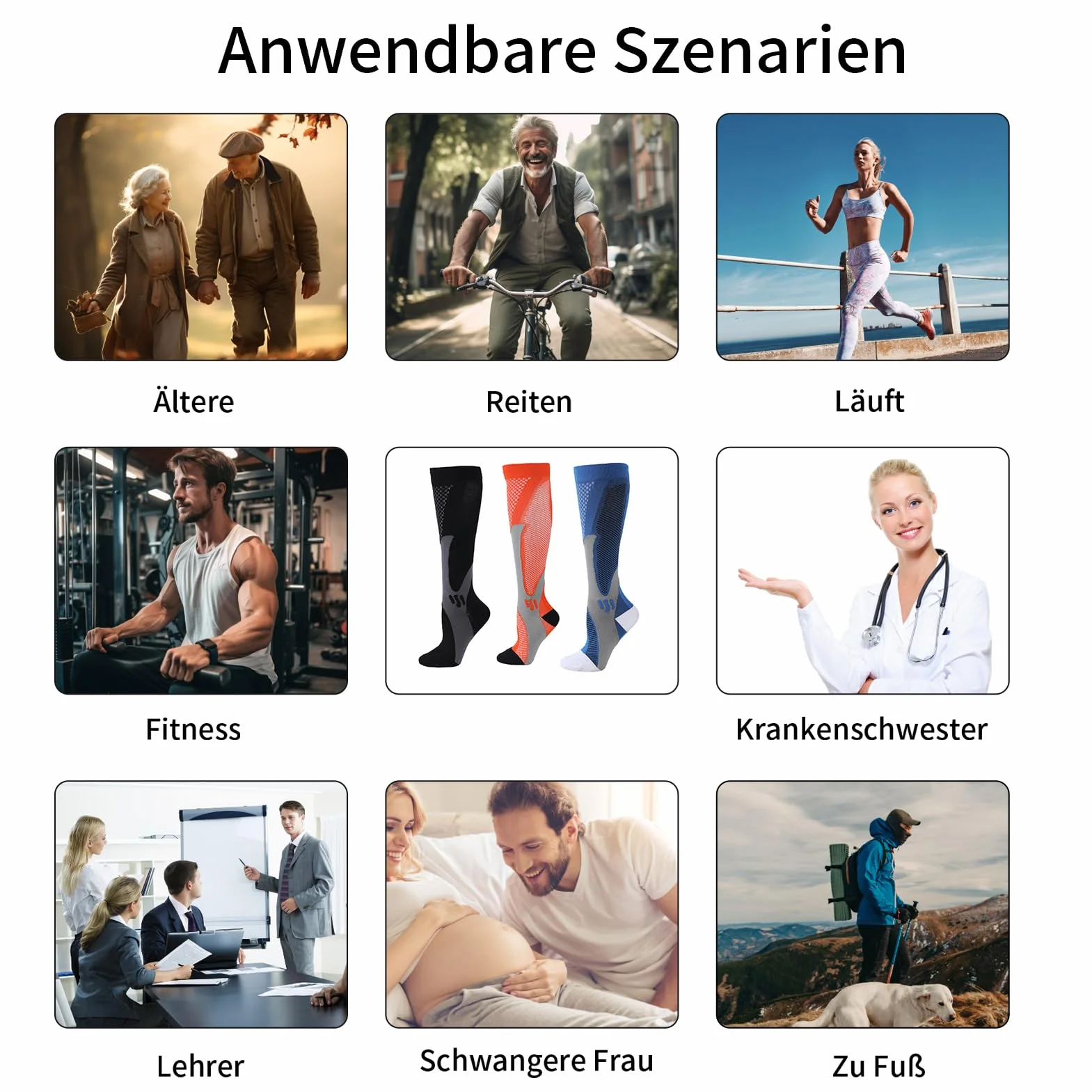 OSLEN Medias de compresión para hombre, calcetines de compresión para hombre y mujer, calcetines de compresión para deportes, vuelo, correr, viajes, ciclismo, fútbol, enfermeras, 15-20 mmHg