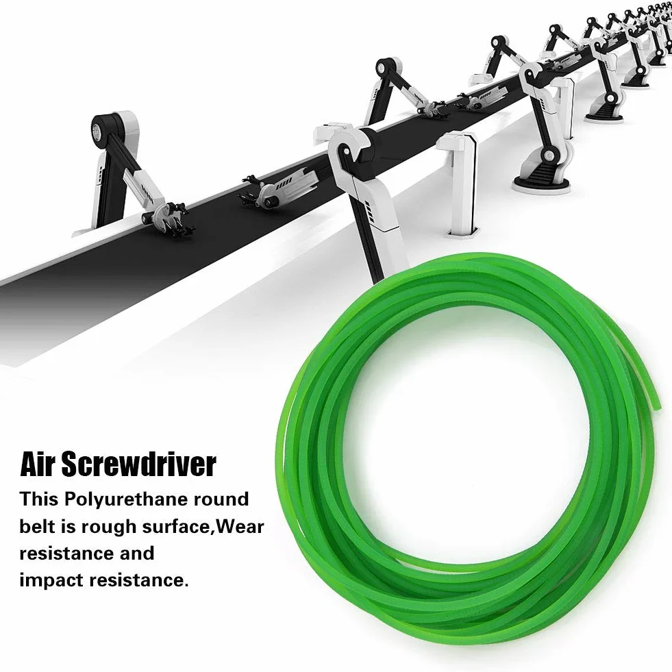 Correa redonda de poliuretano PU 3mm x 10m para transmisión, superficie rugosa, verde