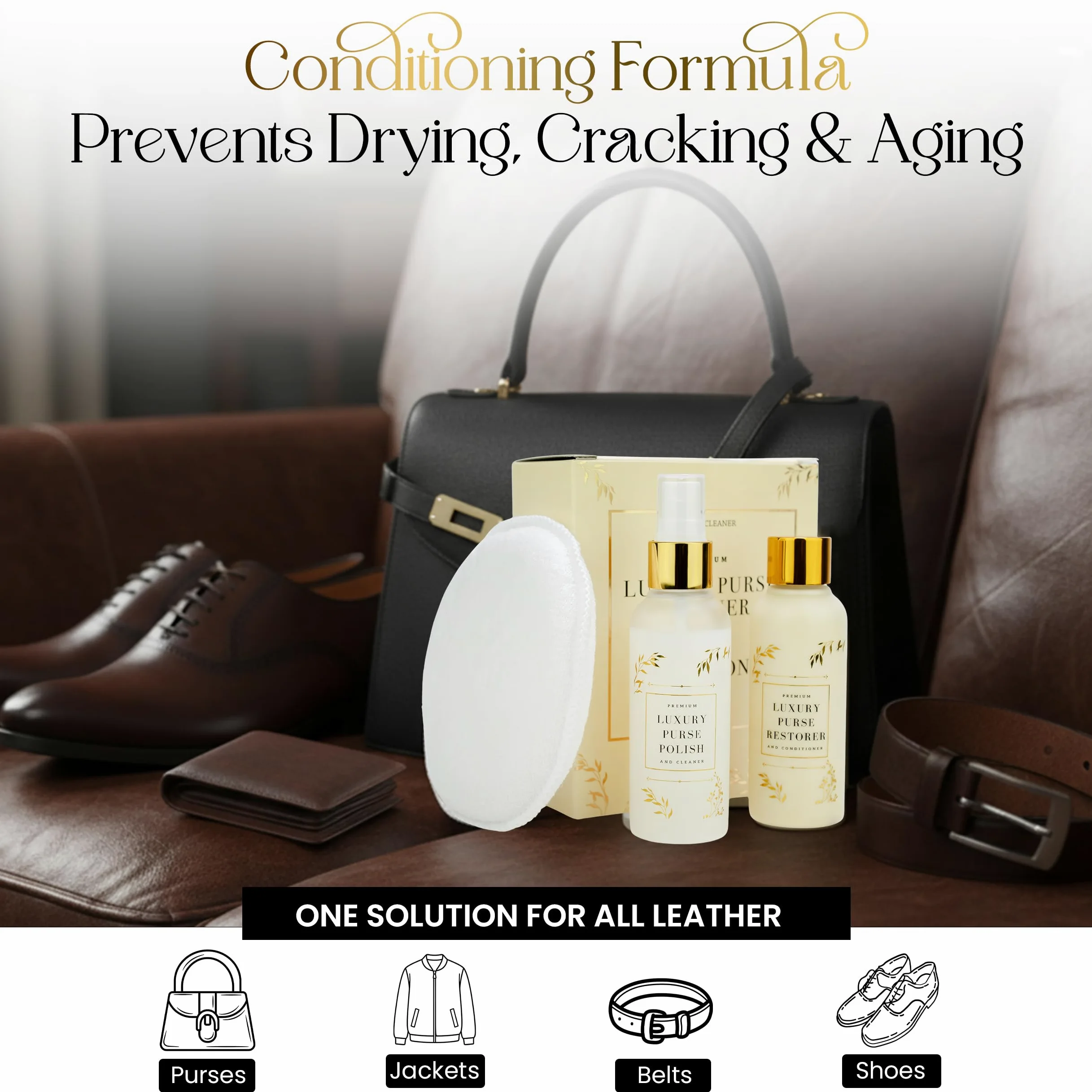 Limpiador y acondicionador de bolsos de cuero para bolsos, bolsos de diseño y bolsos de lujo, limpiador de cuero recomendado para bolsos y acondicionador de cuero para bolsos de mano por Combat