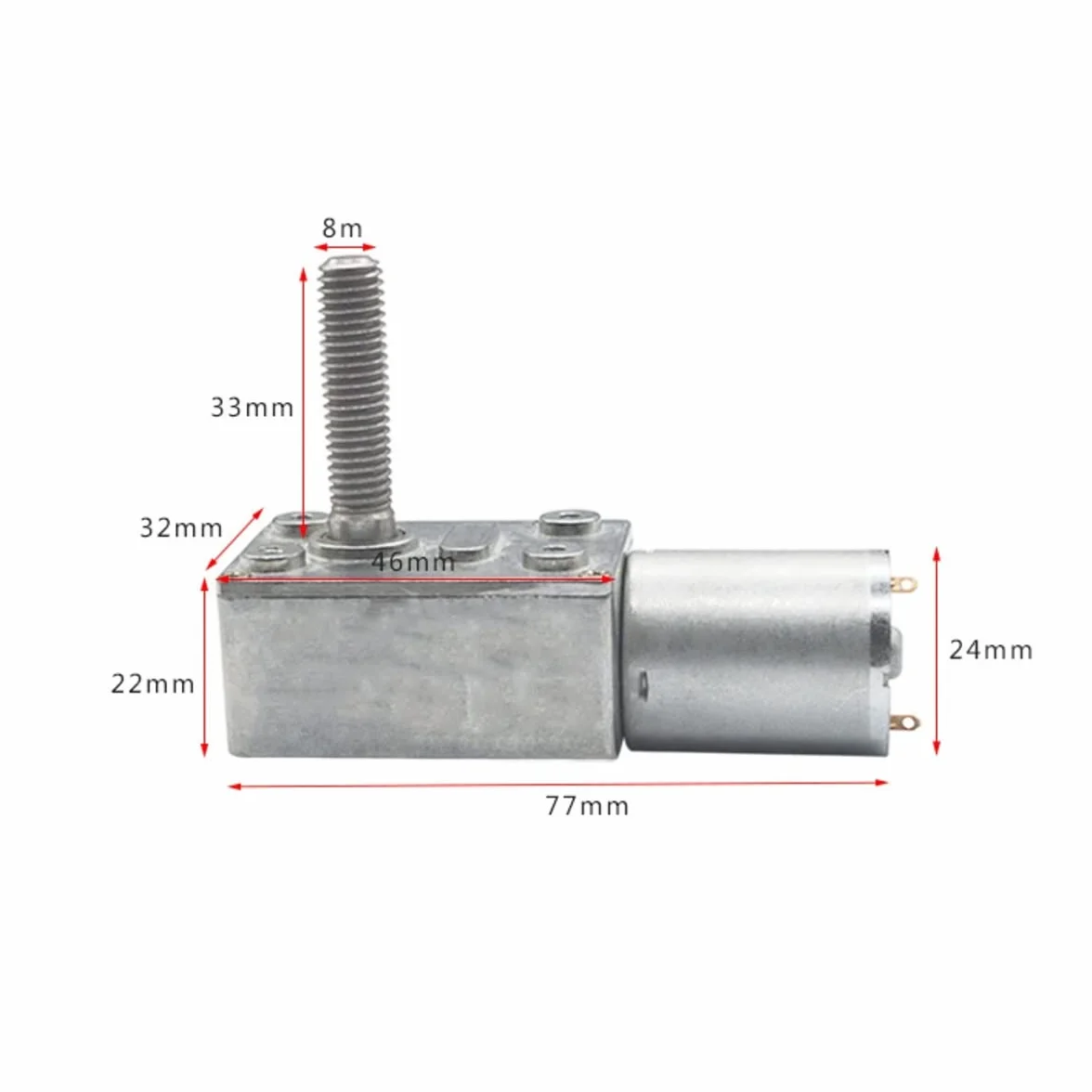 Micromotor 370 Motorreductor 24 V CC, Alto Par, Eje Roscado M8, 6rpm