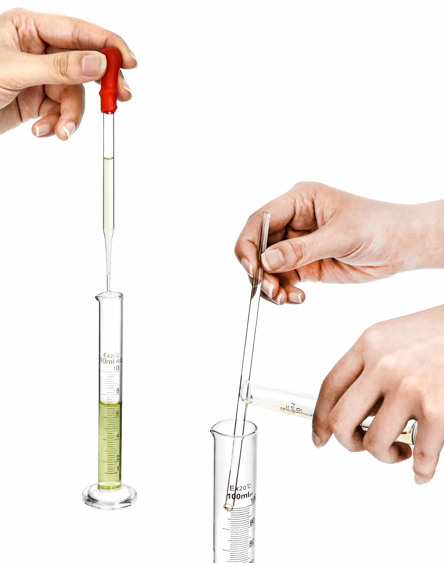 QWORK Cilindro de Medición Laboratorio 5 ml 10 ml 50 ml 100 ml con Pipetas de Vidrio