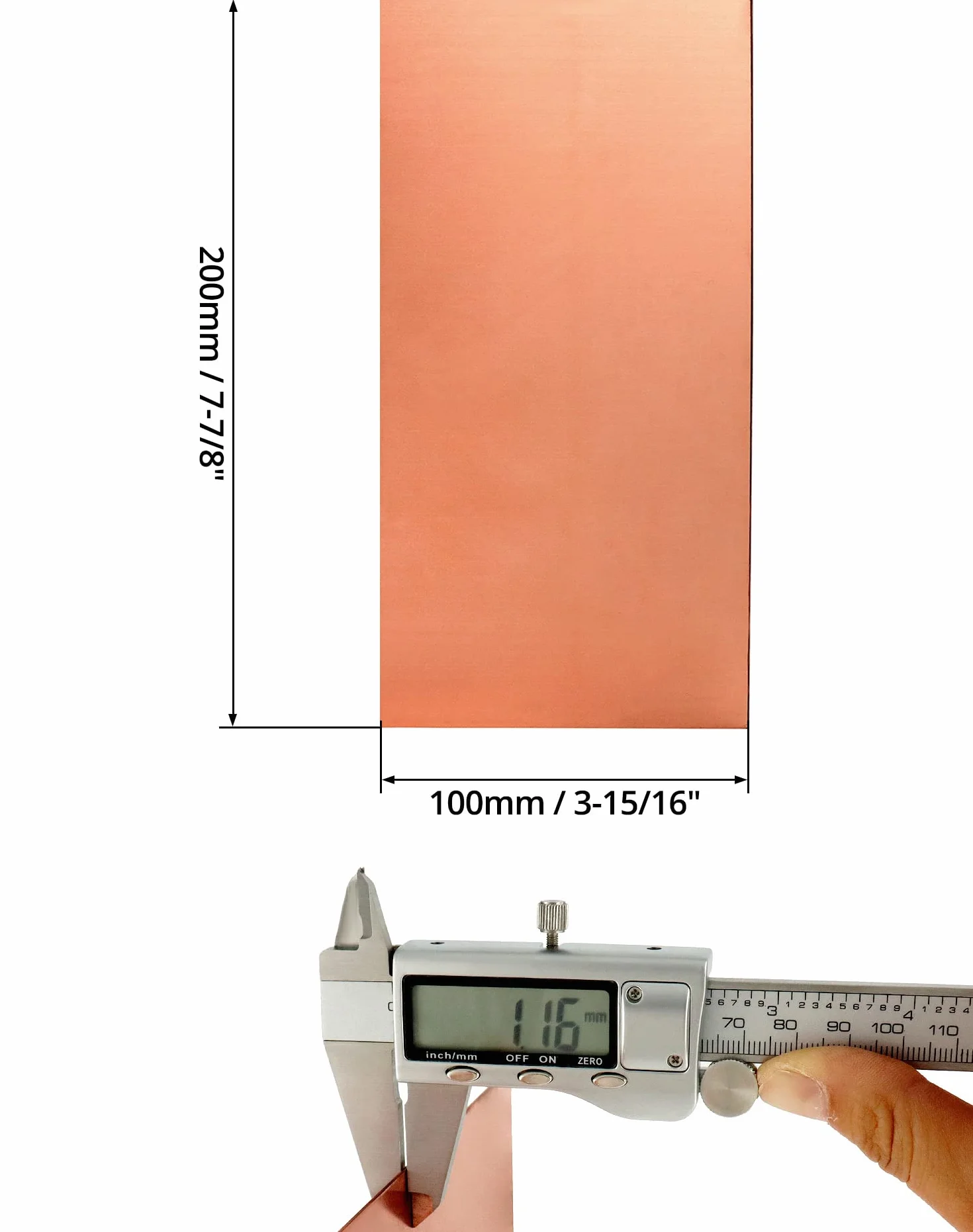 QWORK® Lamina Cobre Puro 99,9% 1mm Espesor 200 mm x 100 mm x 1 mm