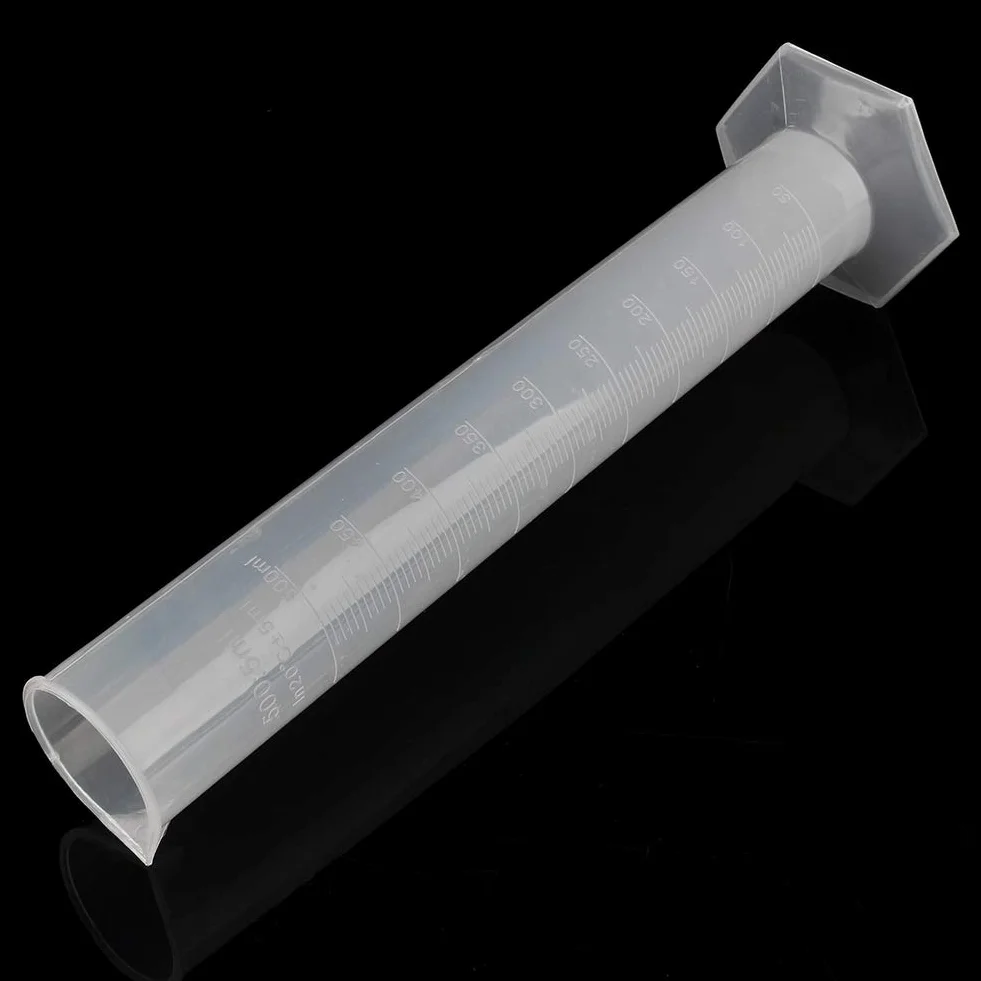 Nikou 500ml Probeta graduado plástico Cilindros prueba tubo laboratorio líquido caliente