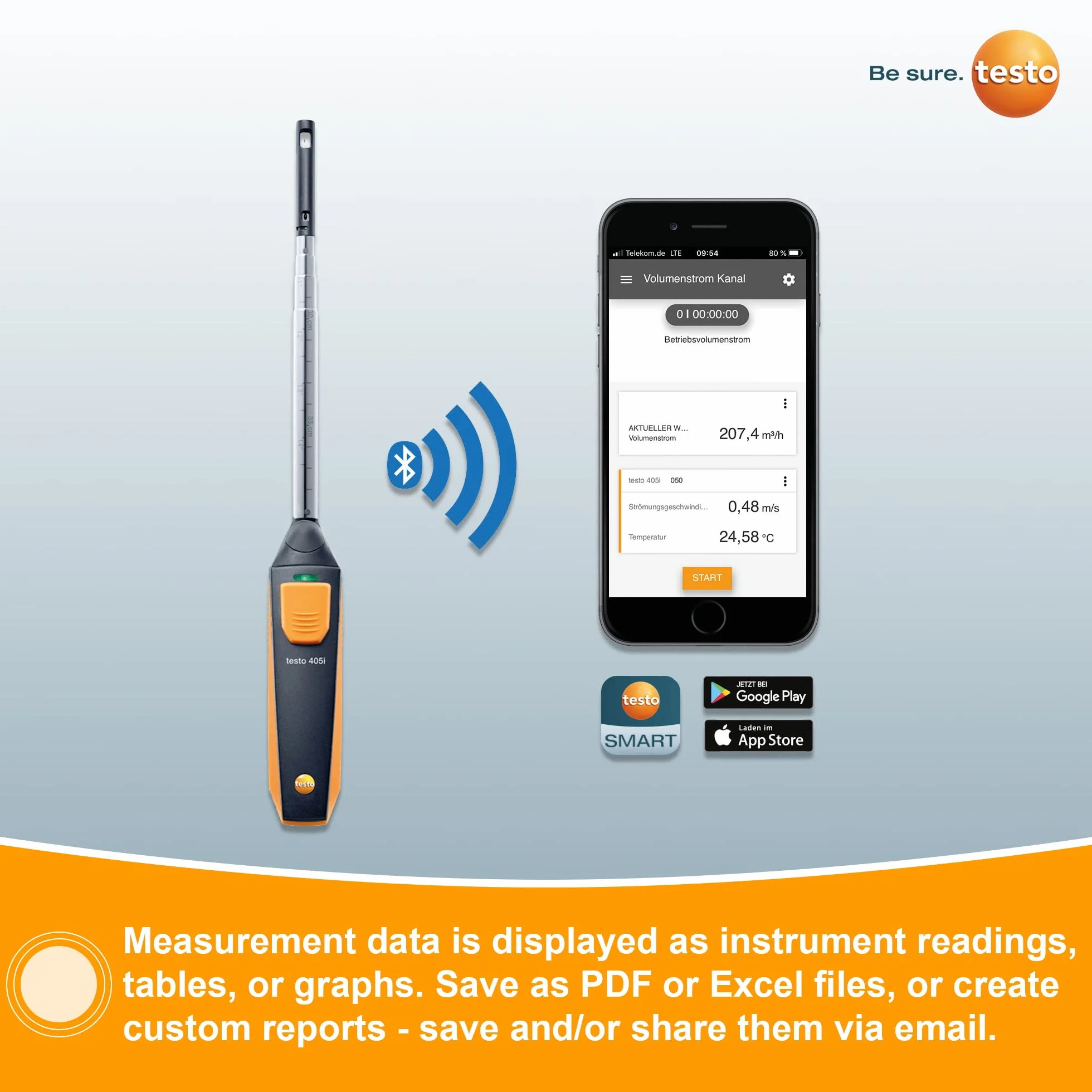 Testo 0560 1405 Anemómetro térmico 405i inteligente