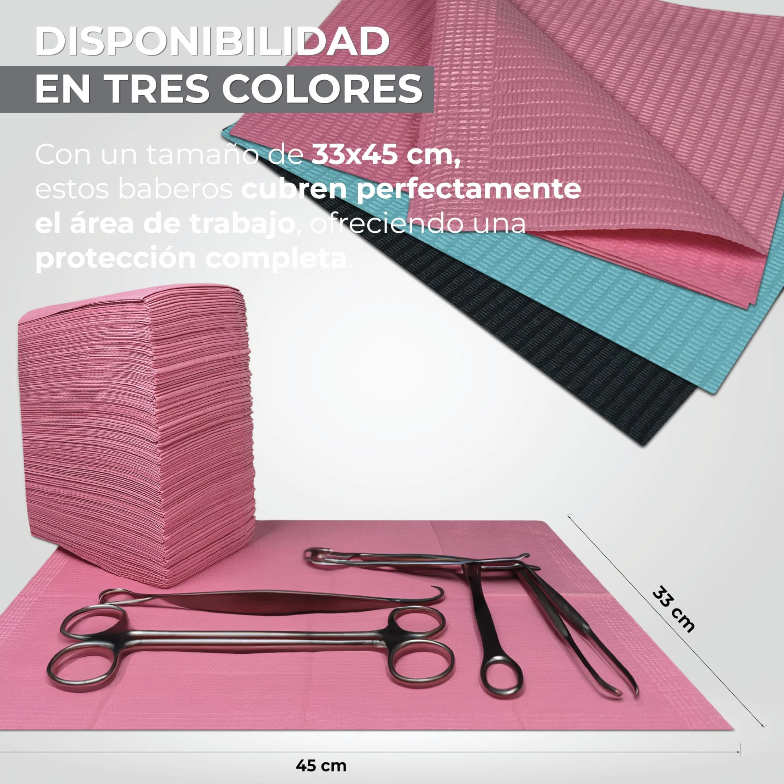 Baberos Desechables Impermeables 45x33 cm para Dentistas y Tatuadores