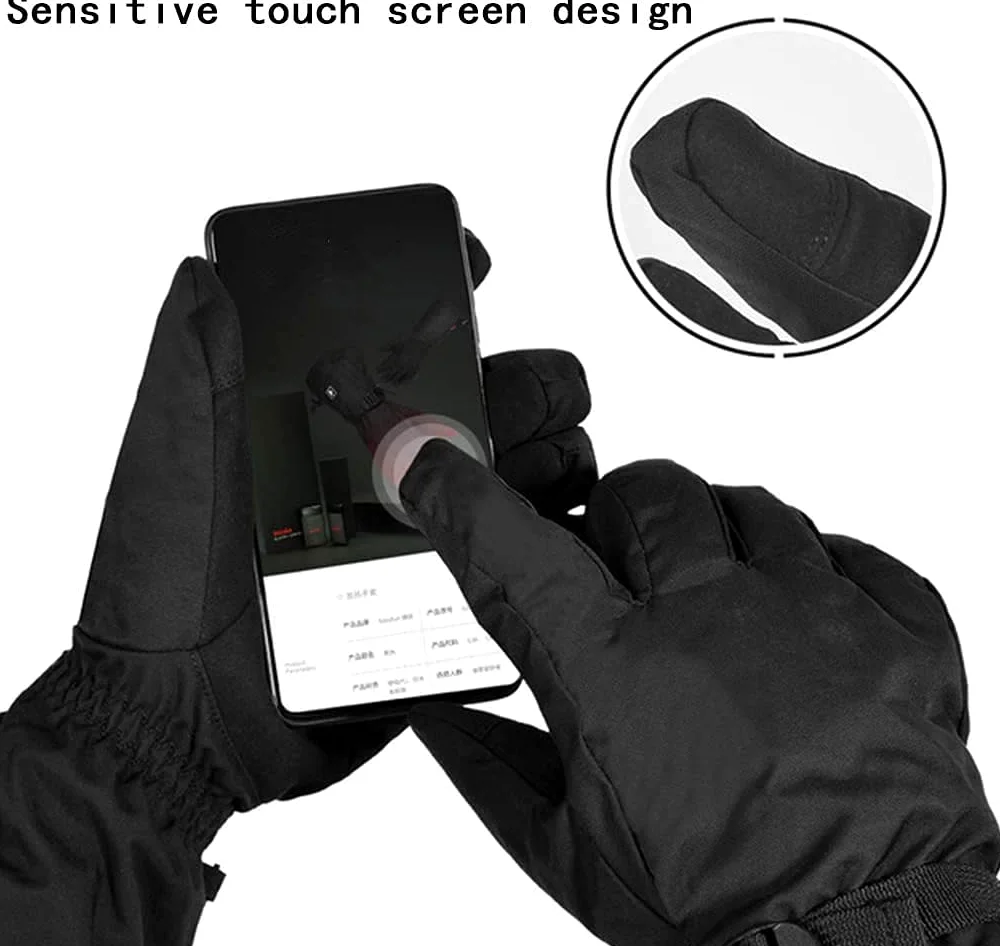 CHEWYNP Guantes térmicos Guantes térmicos Calefacción con Pilas Guantes térmicos Pantalla táctil cálida Impermeable for Senderismo Esquí Caza Motocicleta Acampar Guantes térmicos eléctrico